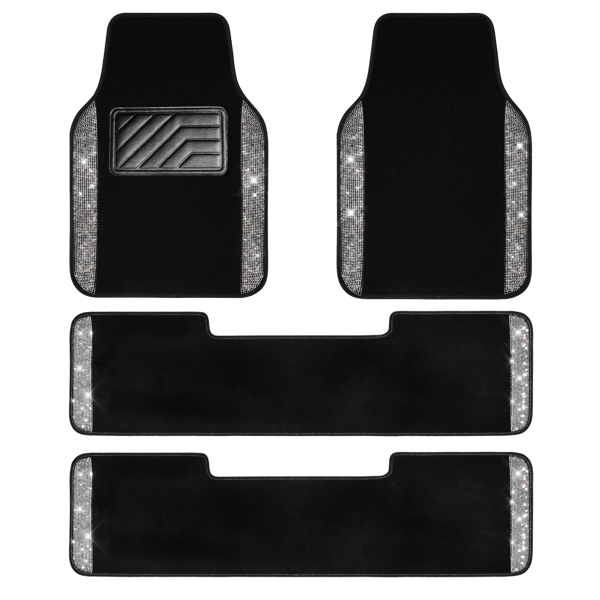 Car Pass Bling Car Mats Shining Diamond Carpet Crystal Rhinestones Sparkly Glitter Floor Mats Anti-Slip Pvc Heel Pad Universal F