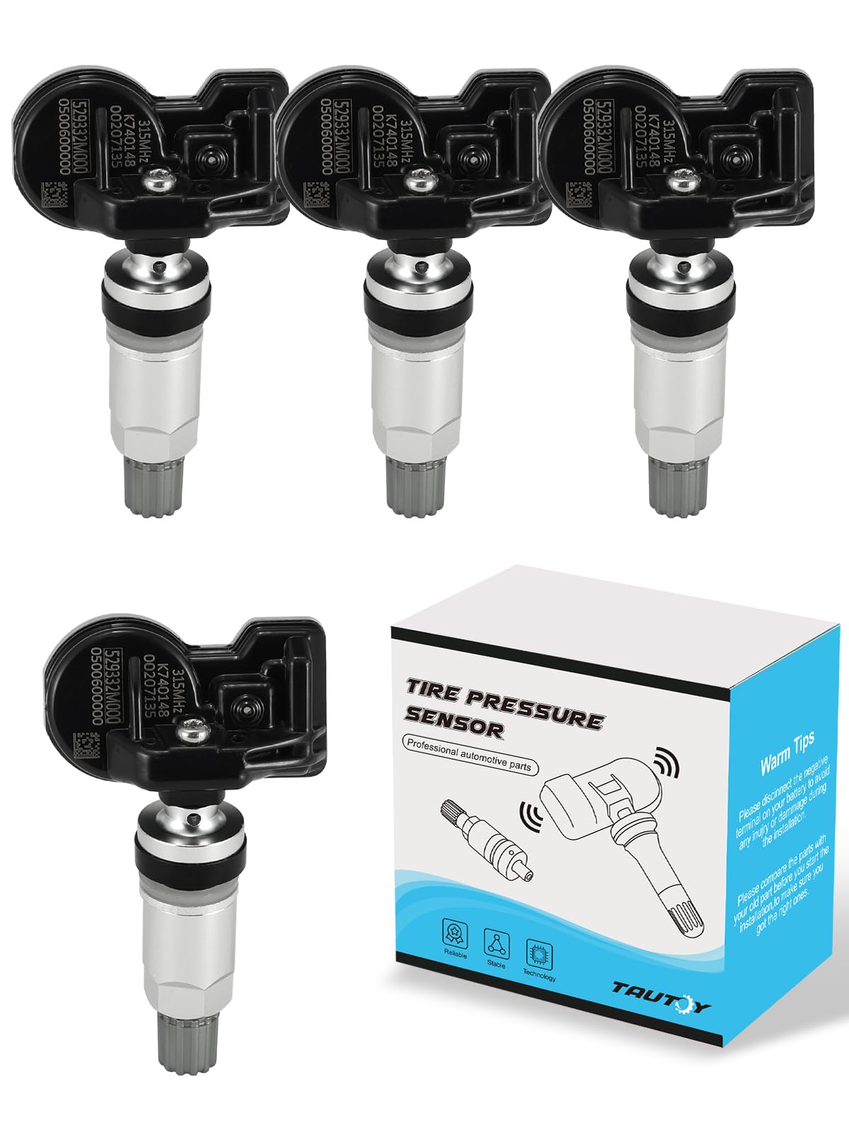 TAUTOY Upgrade 529332M000 TPMS Tire Pressure Monitoring Sensor for Kia Cadenza Forte Optima Sorento Soul, Hyundai Accent Sonata 