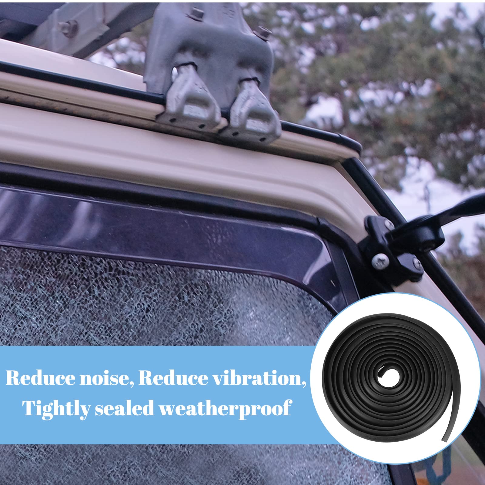 Kingdder RV Window Seal Kit, 1/2'' x 1/4'' Rubber Weather Stripping, 15 Ft, Black, Model Kingdder-Window Weatherproof Rubber-34