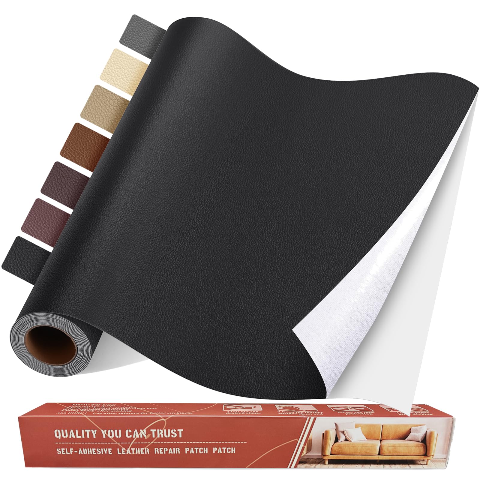 Self Adhesive Leather Repair Patch Kit, 31.5 In X 16 In Large Vinyl Leather Repair Tape For Furniture, Car Seat, Couch, Sofa, Ch