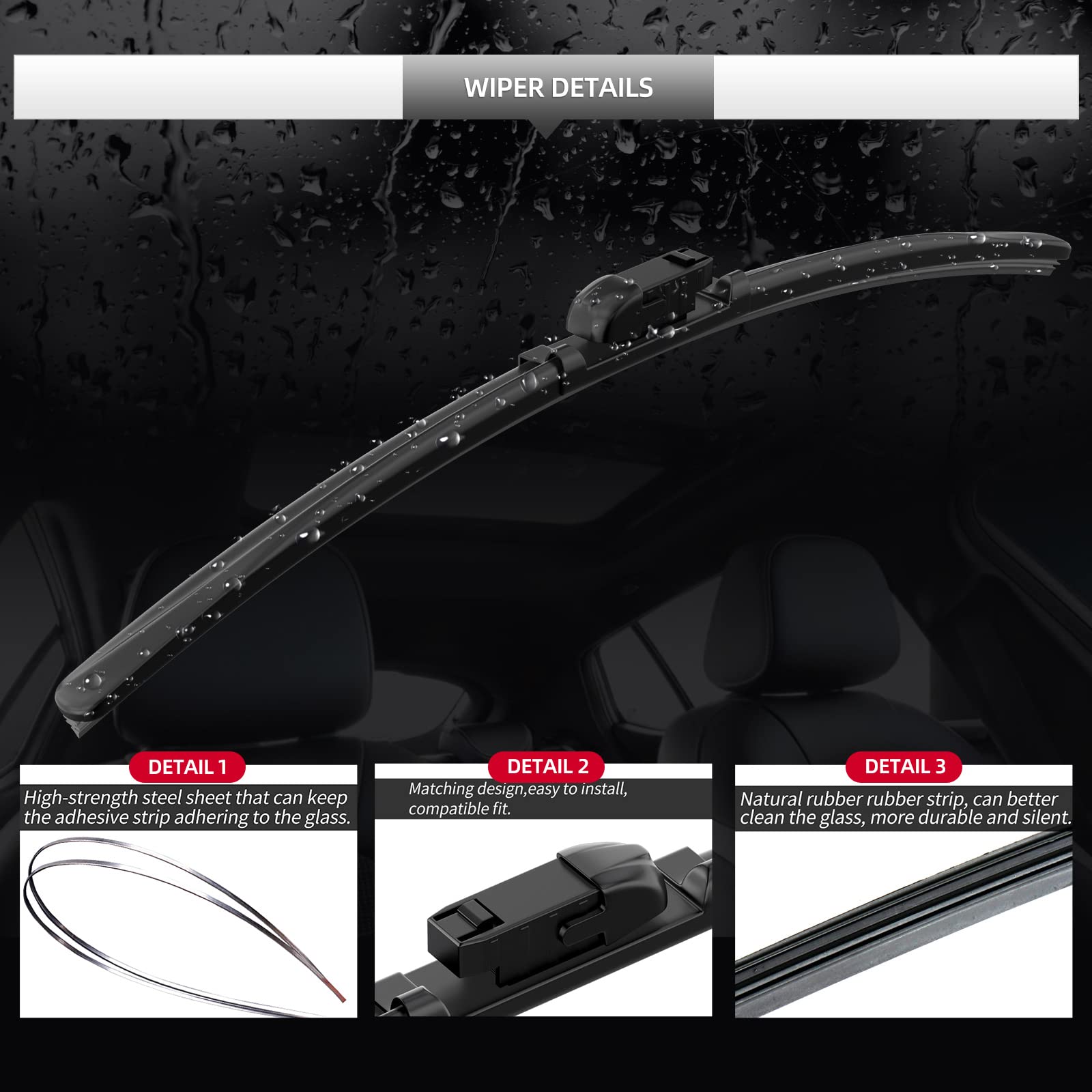 Gardimu Front And Rear Windshield Wiper Blades, 3 Pcs Front And Back Windshield Wipers Blades For Bmw X3 G01 2018-2024, Car Wind