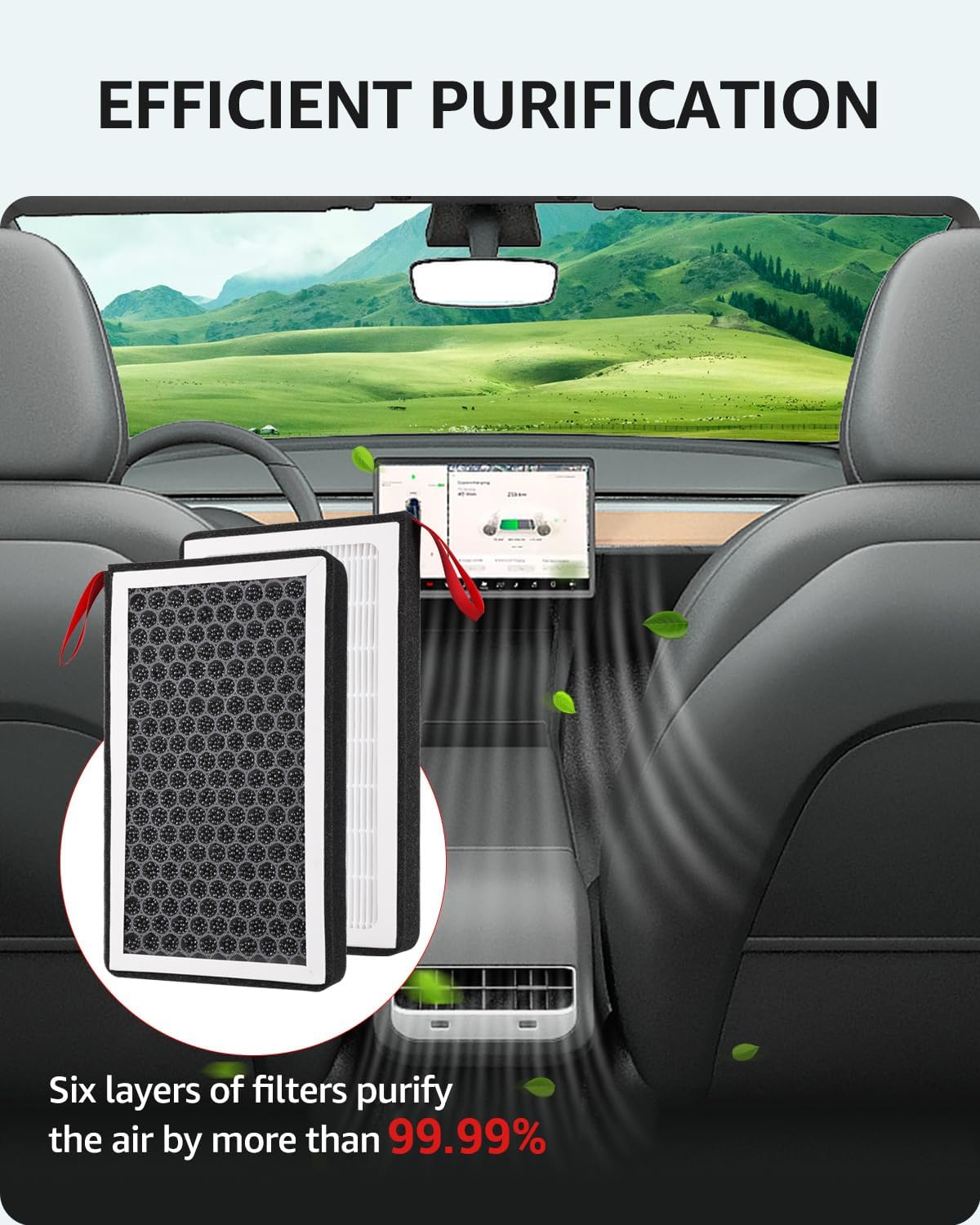 Basenor Upgraded Tesla Model Y&3 Hepa Air Filter, [Oem Filter Replacement] Cabin Air Filter With Activated Carbon For 2017-2025