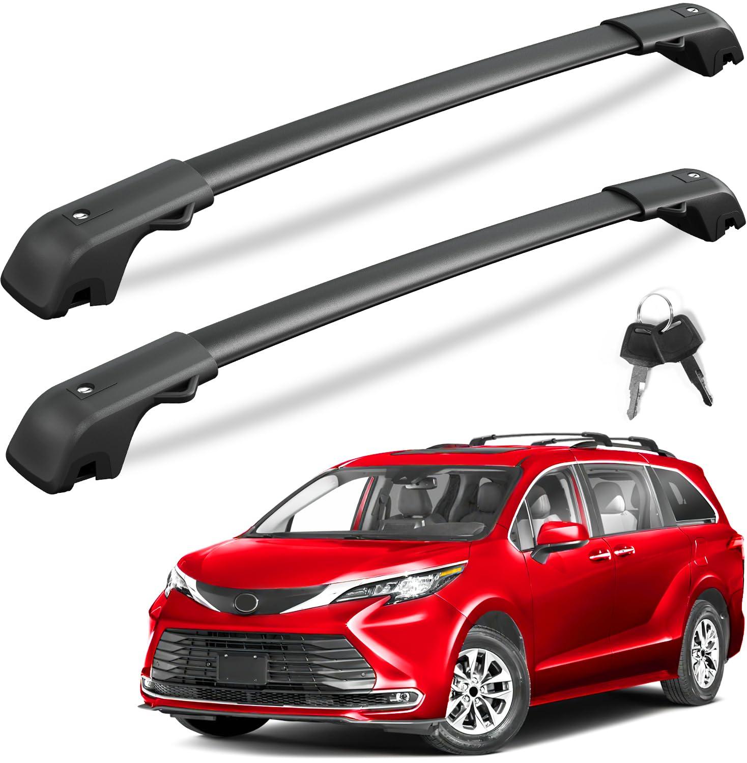 Kinggeri Lockable 220Lbs Roof Rack Cross Bars Compatible With Toyota Sienna 2021 2022 2023 2024 2025, Anti-Theft Aluminum Roof R