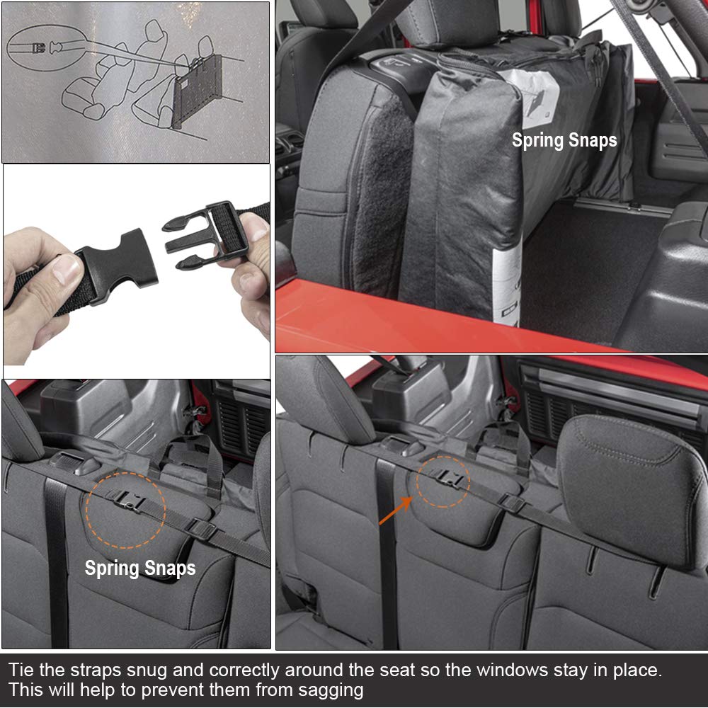 Soft Top Window Storage Bag fits for 2018 2019 2020 2021 2022 2023 2024 Jeep Wrangler JL JLU Sports Sahara Freedom Rubicon Unlim