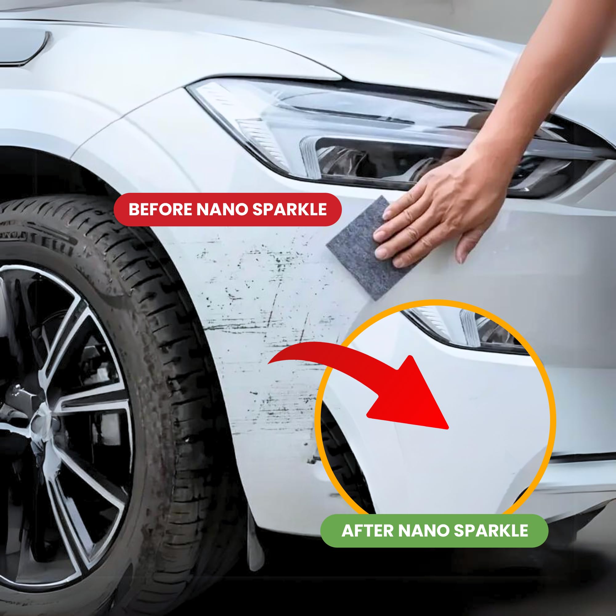 FREEZE2TRIM Breathe Green Nano Sparkle Cloth Car Scratch Remover, Advanced Nanotechnology, Nanosparkle Cloth for Car Scratches R