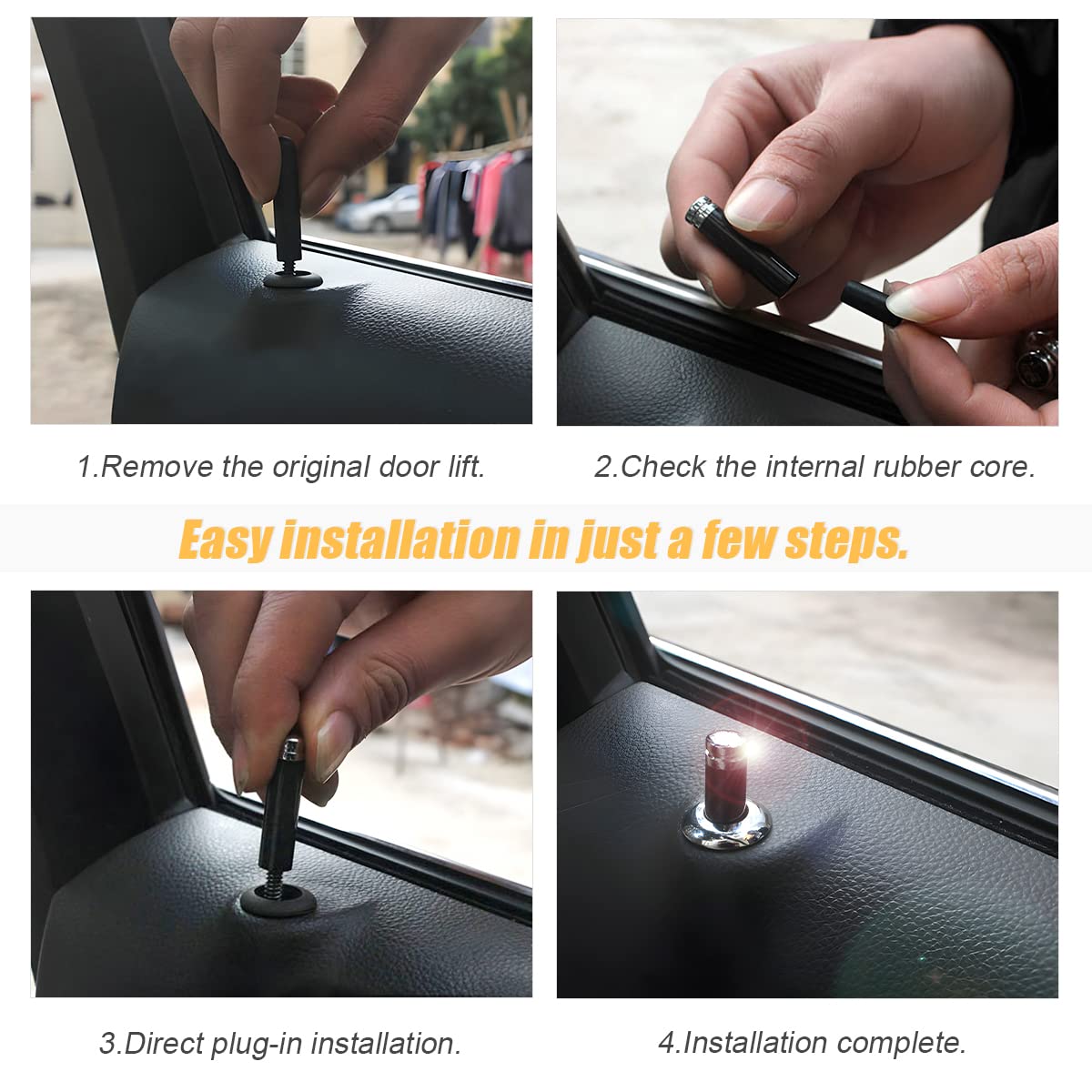 4Pcs Car Door Lock Knobs, Carbon Fiber Auto Door Lock Pin Cover, Interior Vehicle Door Pull Pins, Door Bolt Decorative Modificat