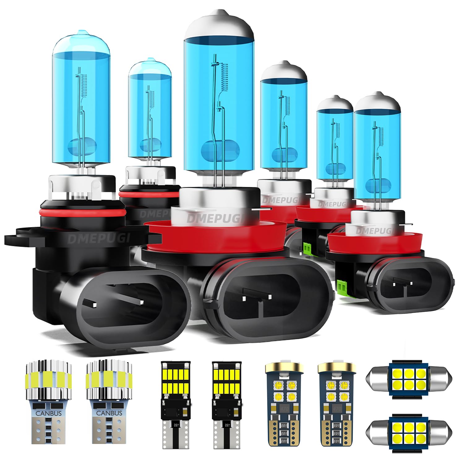 DMEPUGI Compatible With Mazda CX-5 2013-2016,9005 High Beam + h11 Low Beam + H11 Fog Lights + Interior Bulbs Package + License P