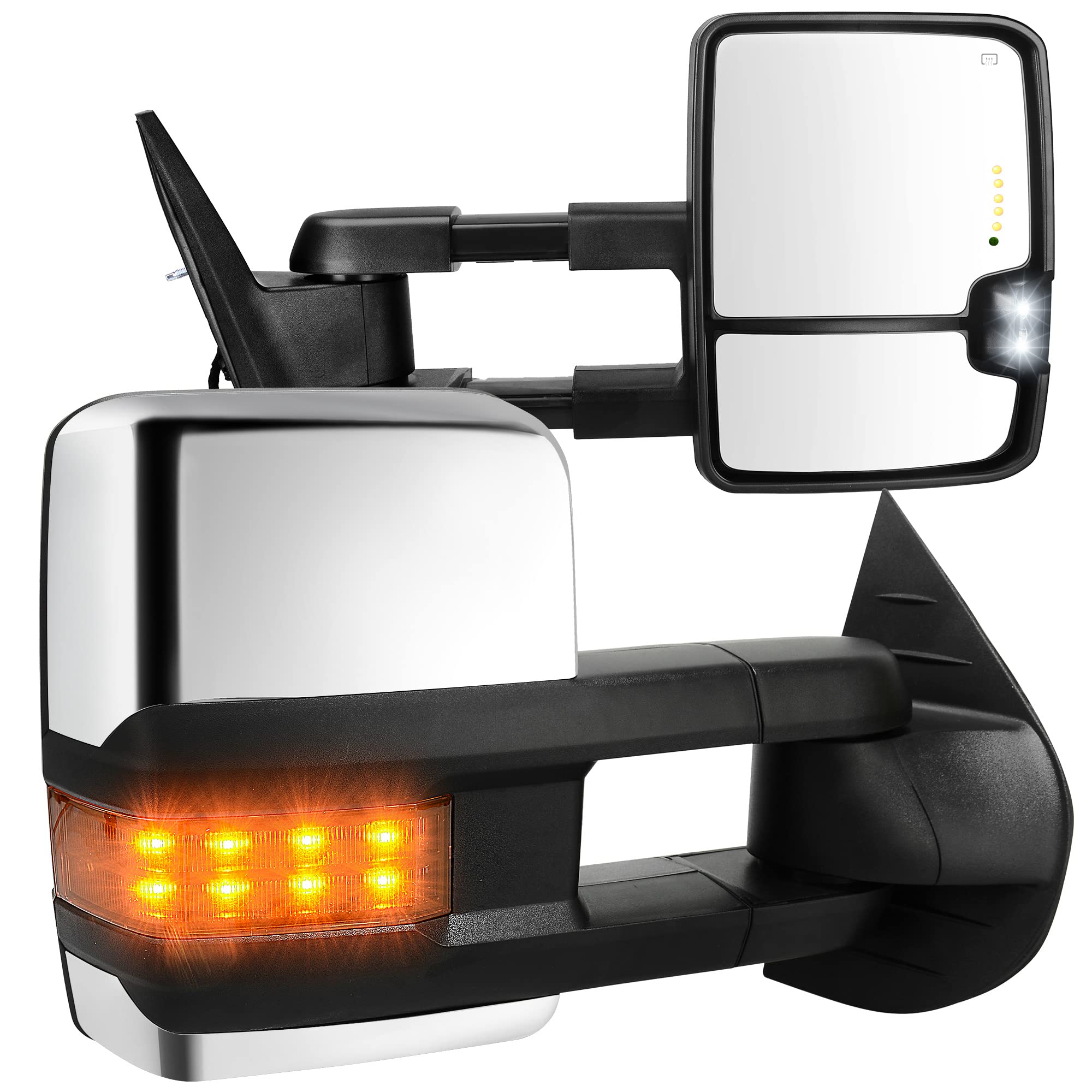 AUTOSAVER88 Towing Mirrors Compatible with Chevy GMC 2007-2013 Silverado Sierra (07 for New Body ONLY) with Turn Signal Spot Ind
