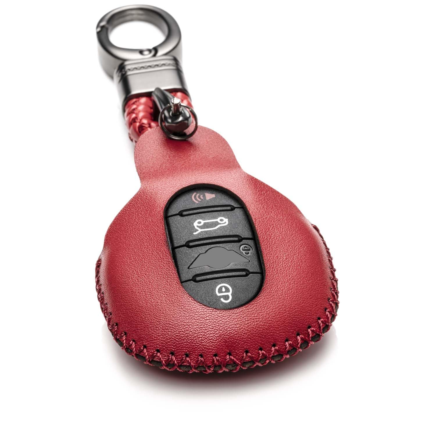 Vitodeco Genuine Leather Smart Key Fob Case Cover Compatible With Mini Cooper, Clubman, Hardtop, Convertible, Countryman 2014 -