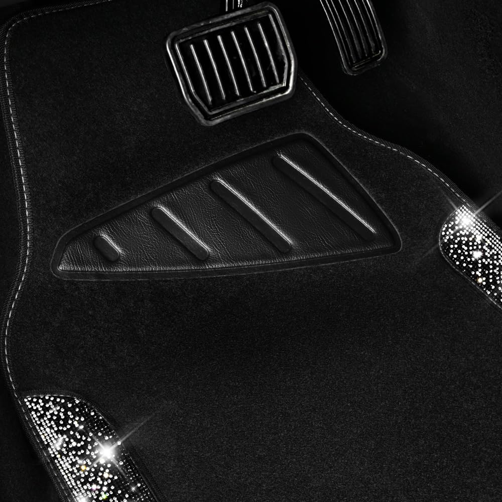 Car Pass Bling Car Mats Shining Diamond Carpet Crystal Rhinestone Sparkly Glitter Floor Mats With Anti-Slip Pvc Pad Universal Fi