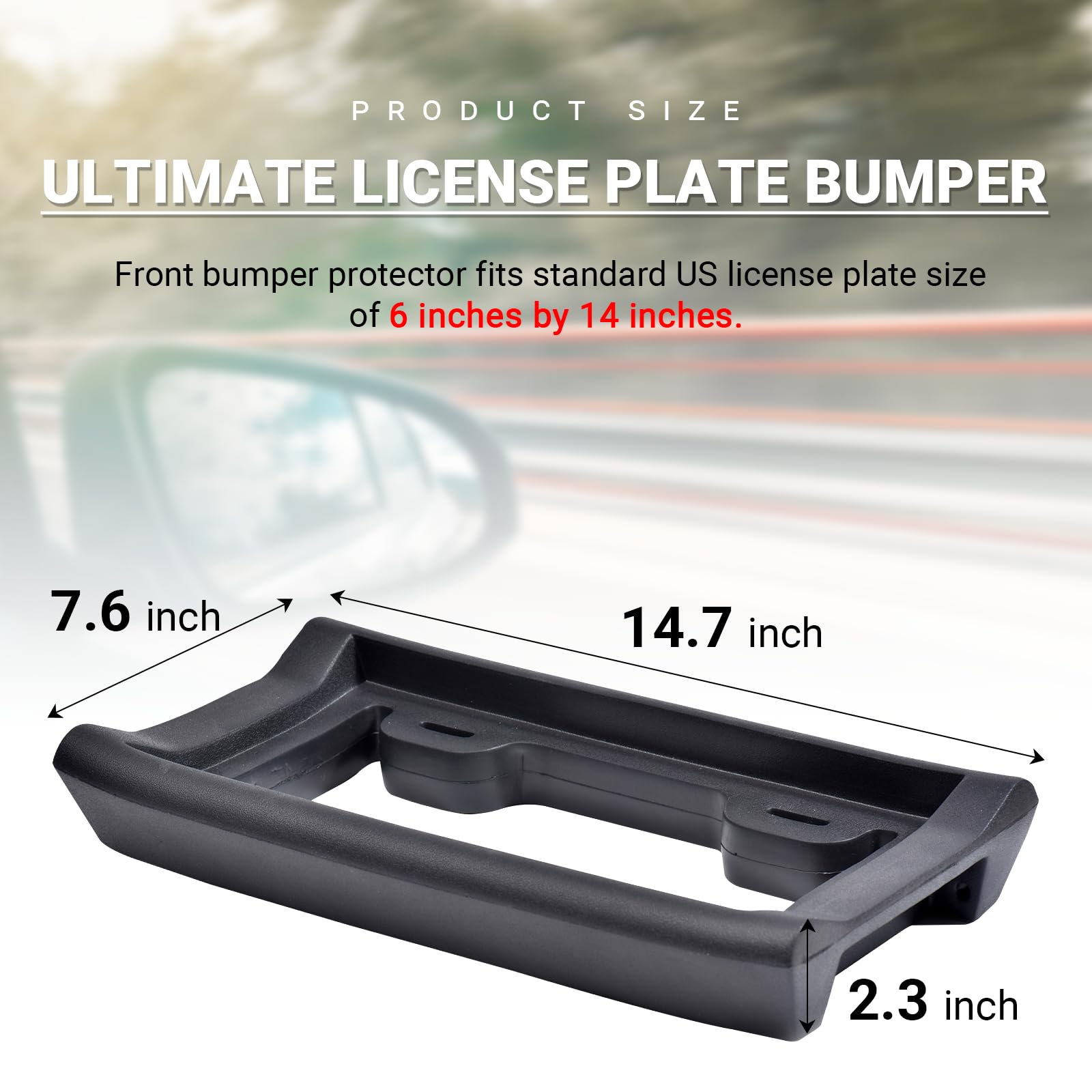 Ar-Pro Ultimate License Plate Bumper Guard Screws Included - 2.3'' Thick Rubber License Plate Mount Protects Bumper From Scratch
