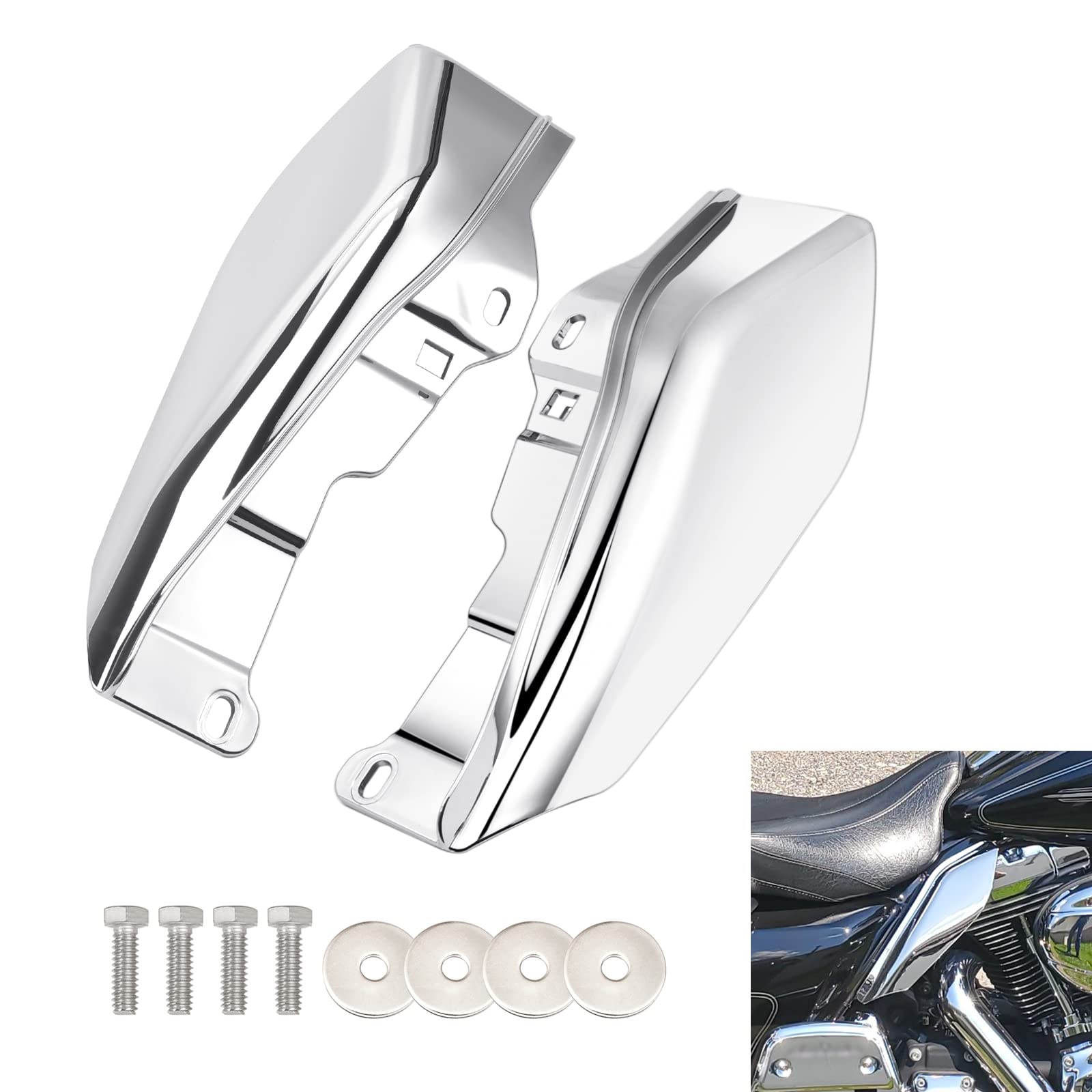 Amazicha Chrome Mid Frame Air Deflector Compatible for Harley Davidson Touring Electra Glide/Street Glide/Road Glide/Tri Glide/R