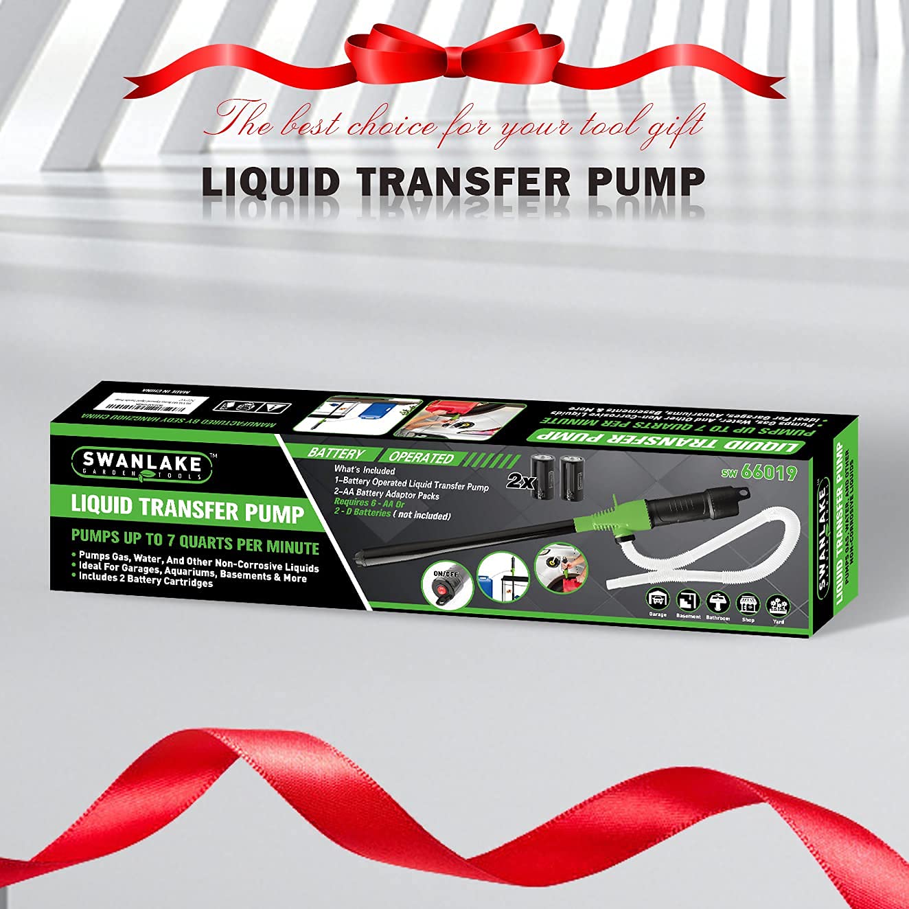 Swanlake Garden Tools Portable Power Battery Pump, Liquid Fuel/Water Transfer Pump,2.2 Gallons Per Min,