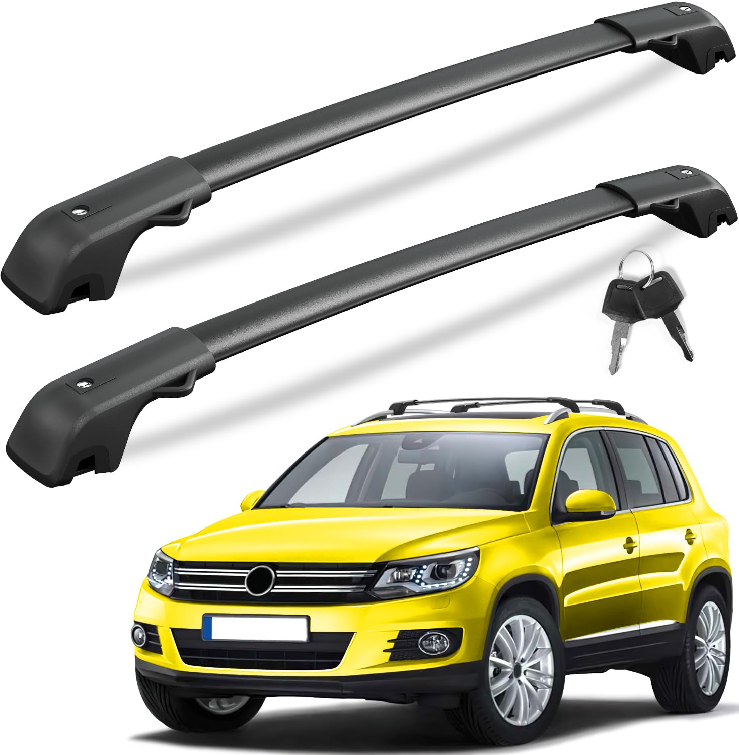 Kinggeri Lockable 220Lbs Roof Rack Cross Bars Compatible With Volkswagen Vw Tiguan 2018-2024 And Taos 2022-2024, Heavy Duty Anti