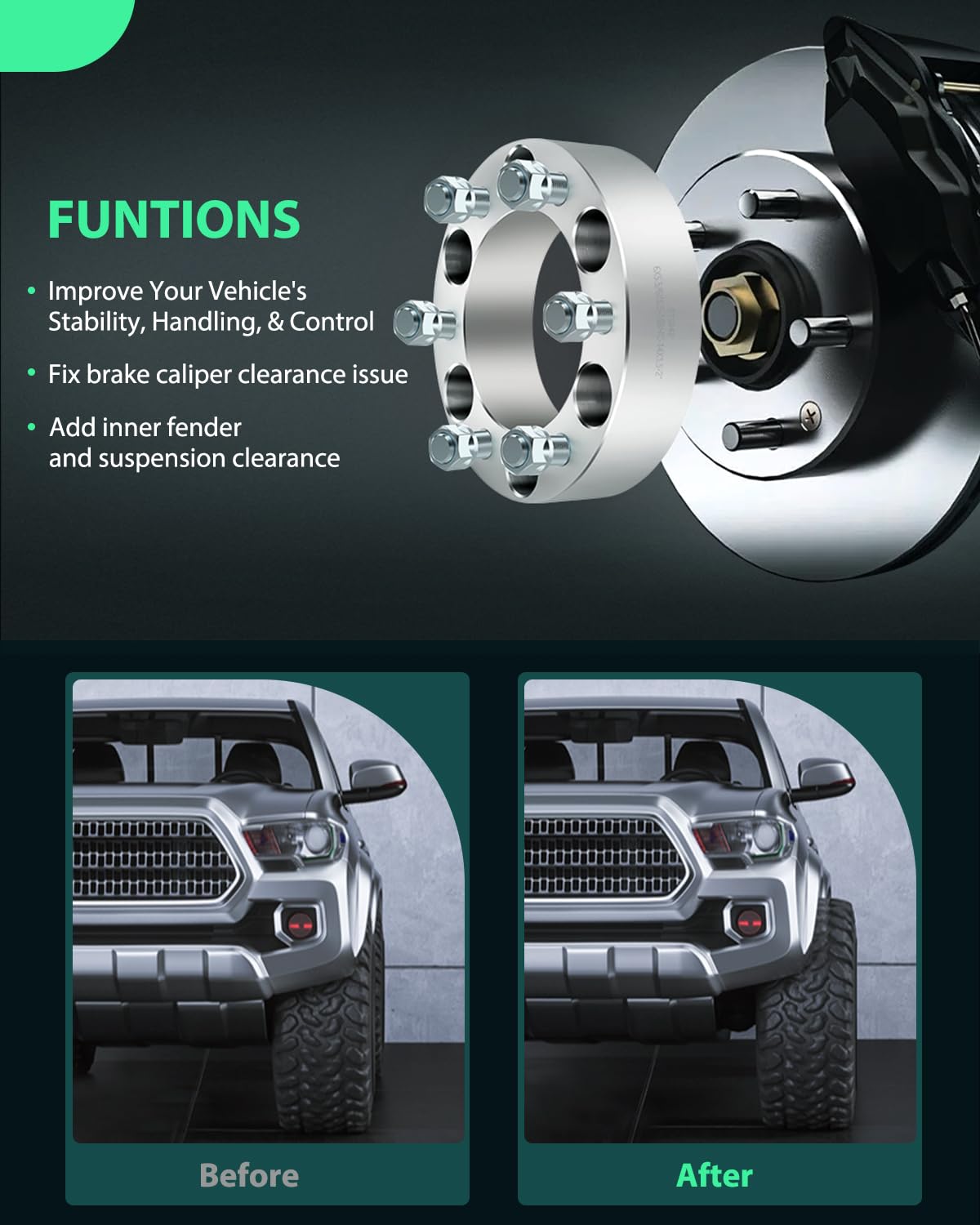 Scitoo 1Inch 5X4.5 Wheel Spacers 5X114.3 5 Lug Center Bore 82.5Mm Studs 12X1.5 Compatible With For Element Wheel Spacers For Acc