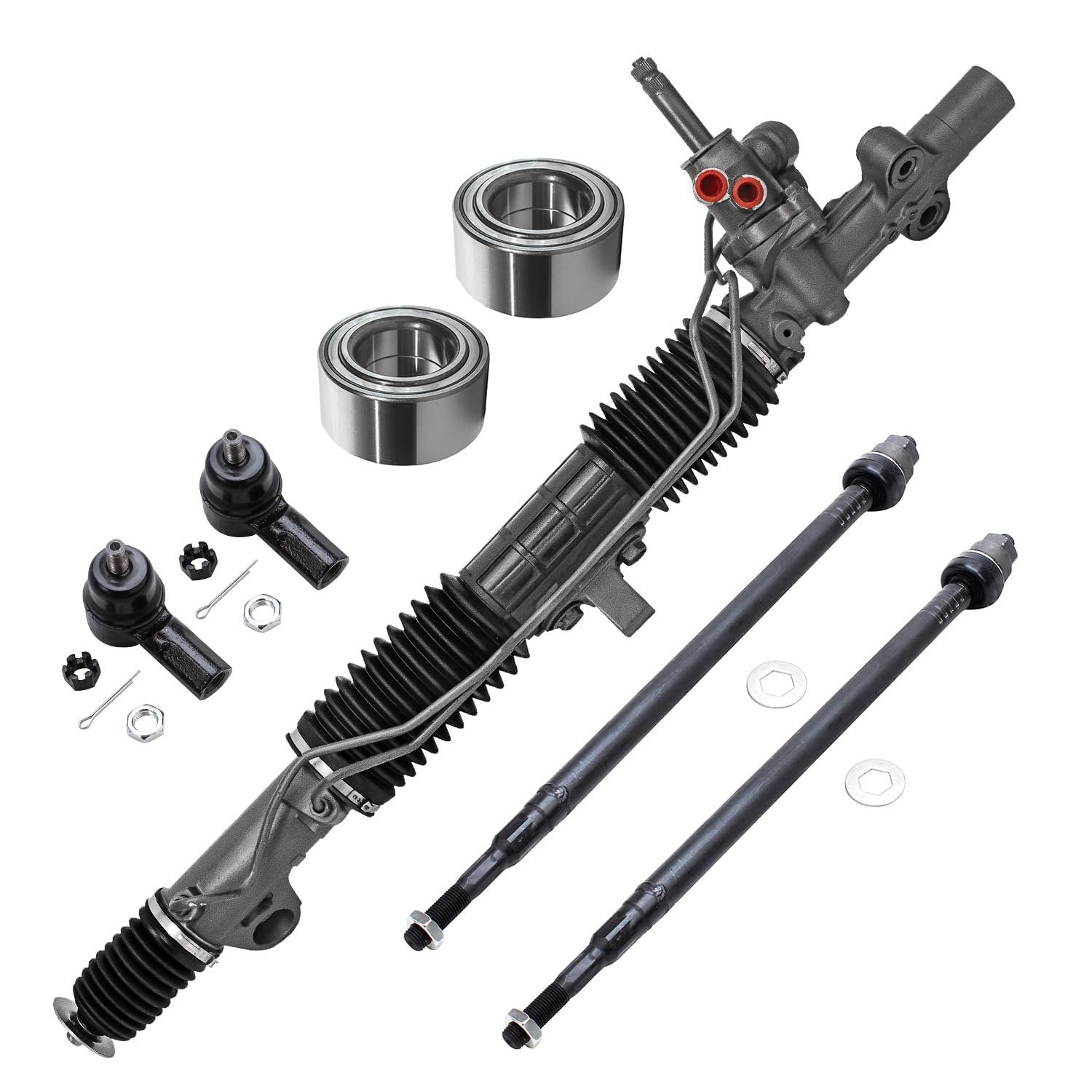 Detroit Axle - Rack & Pinion Kit for 2001-2005 Honda Civic Acura EL, Power Steering Rack & Pinion Front Wheel Bearings Tie Rods 