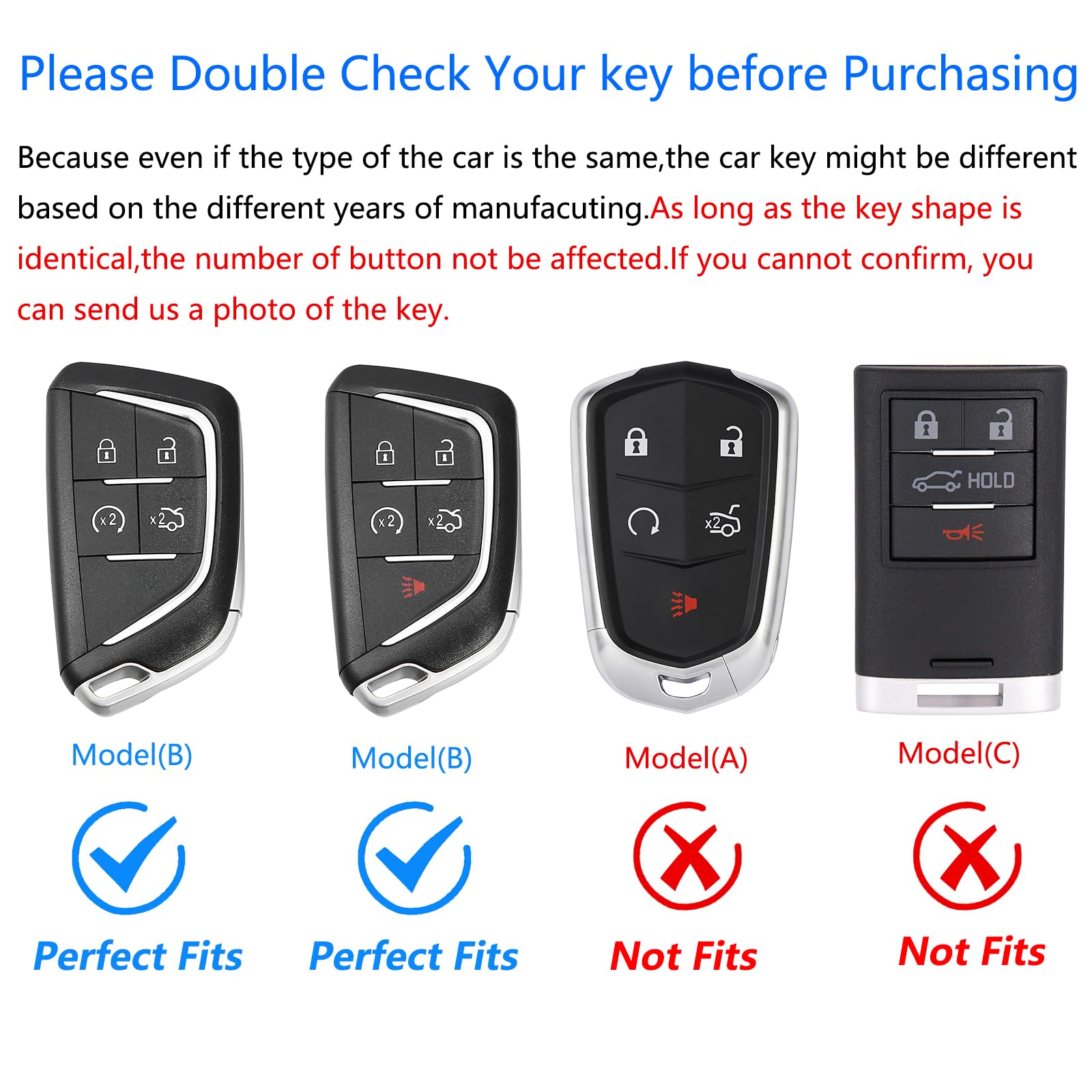 Ocezbiis For Cadillac Key Fob Cover,Keychain,Zinc Alloy Protection Car Key Case For Escalade Esv Ct4 Ct5 Ct6 Cts Xt6 Corvette C8