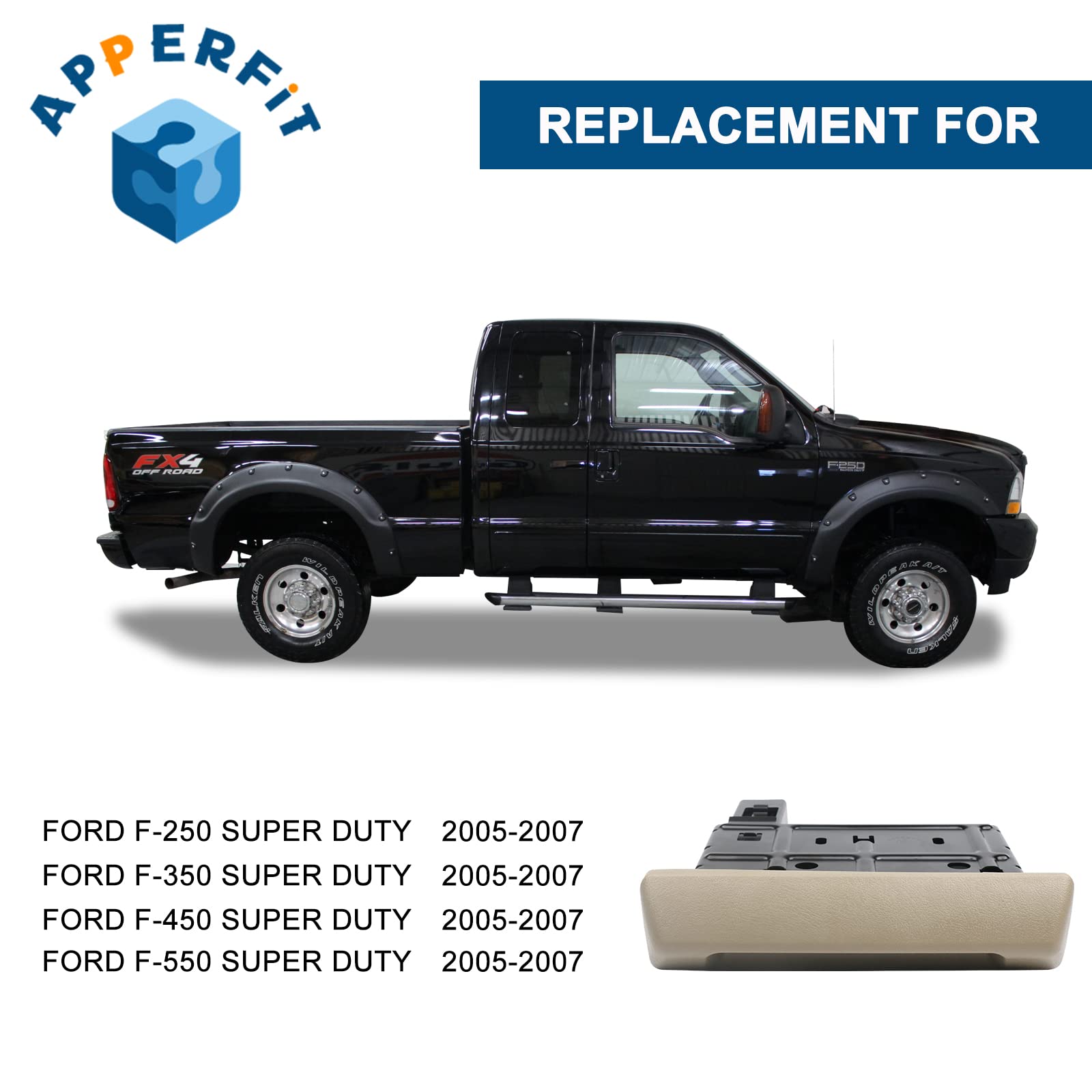 APPERFiT Dash Cup Holder Replacement for 2005-2007 Ford Super Duty Tan CP006