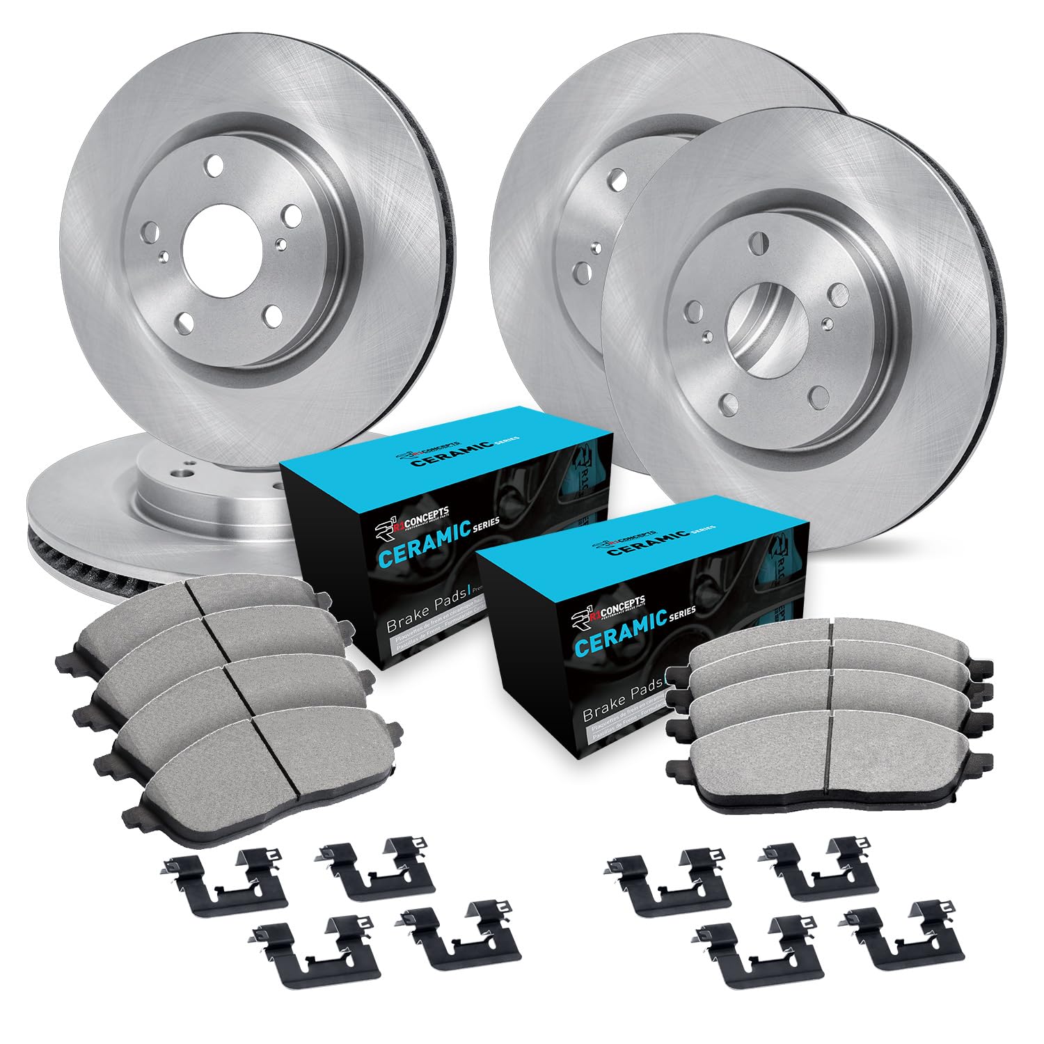 R1 Concepts Front And Rear Brakes And Rotors| Hardware Included| Front And Rear Ceramic Brake Pads And Rotors Kit| Fits 2017-201