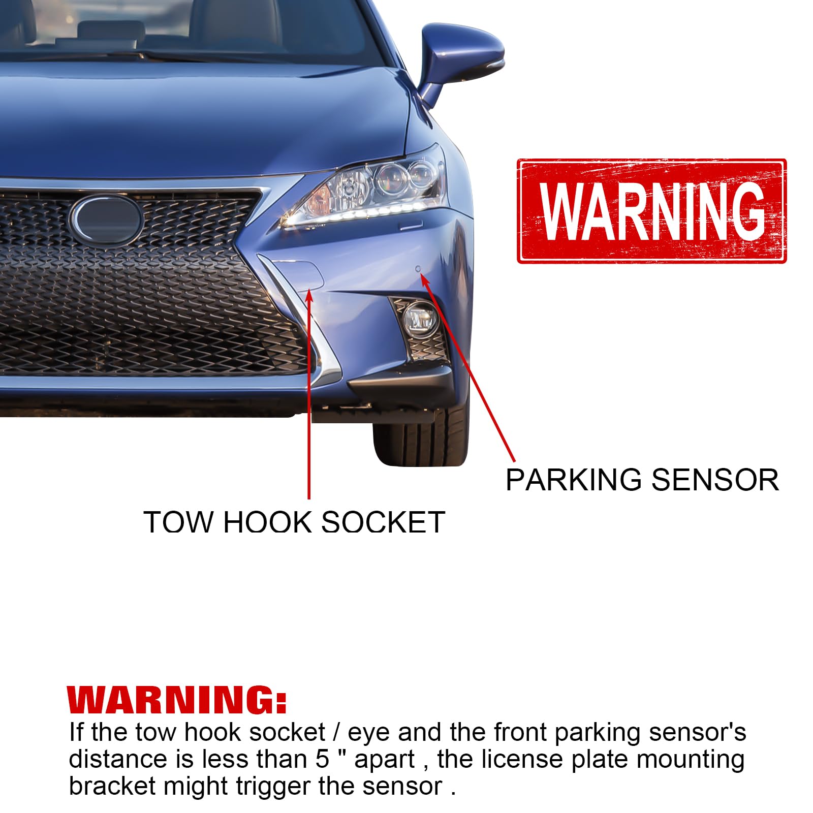 Xotic Tech Front Bumper Tow Hook License Plate Mount Bracket Bolt On Pre-Drilled Compatible With Lexus Is-F Gs Ls Rx Rc Black
