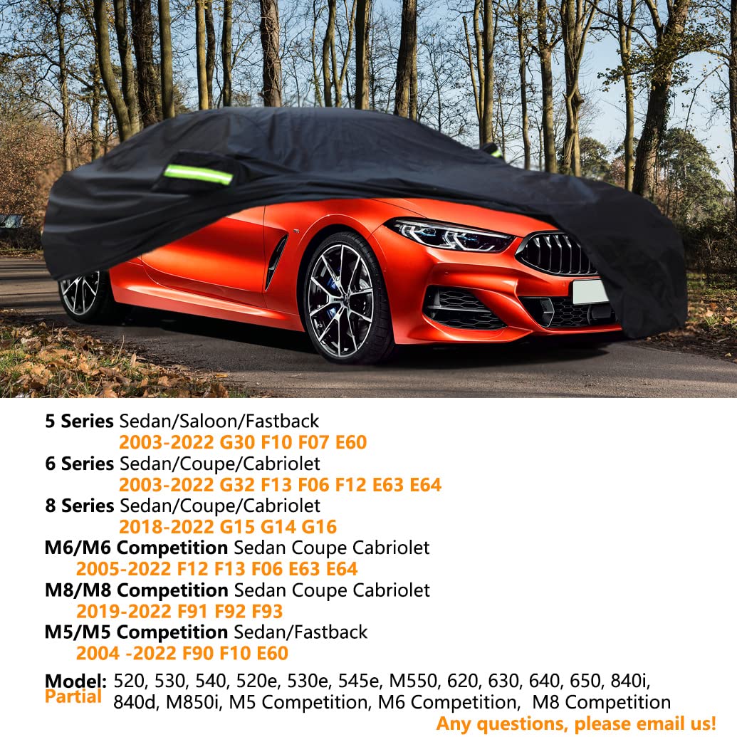 SjYsXm Waterproof Car Cover for BMW 5 Series M5 Sedan (2003-2025), Black Polyester, All Weather Protection