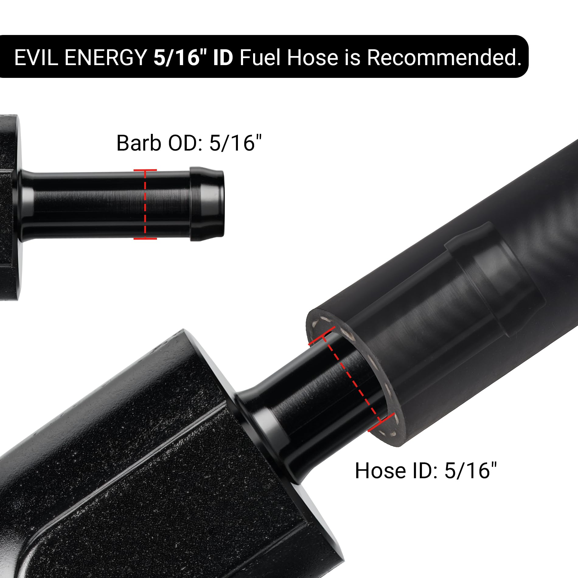 Evil Energy 10An Female To 5/16'' Barb Hose Fitting 90 Degree Swivel