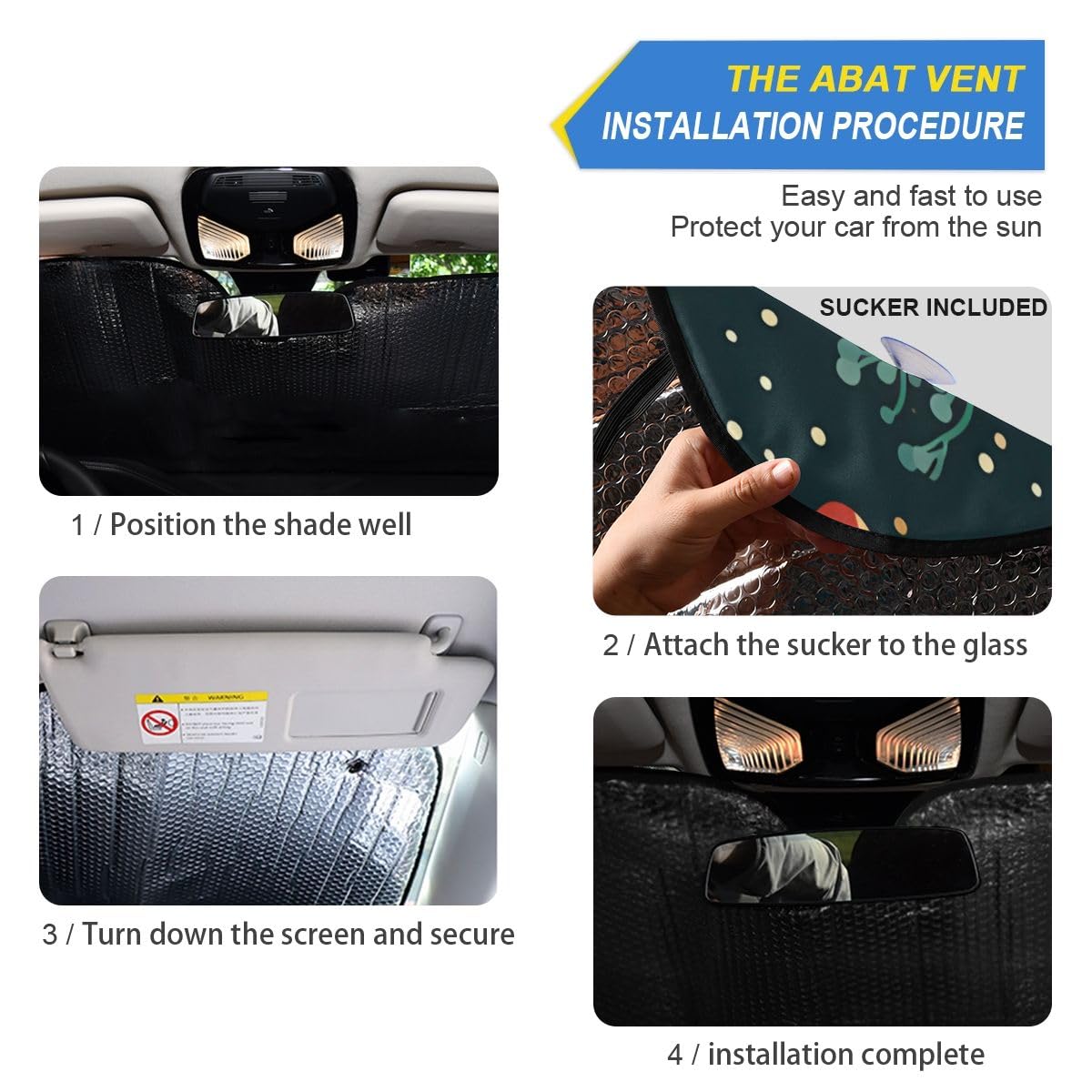 Car Windshield Sunshade Cute Mushroom Red Pattern, Blocks Sun Visor Protector Foldable Sun Shield Keep Your Vehicle Cool, Fits W