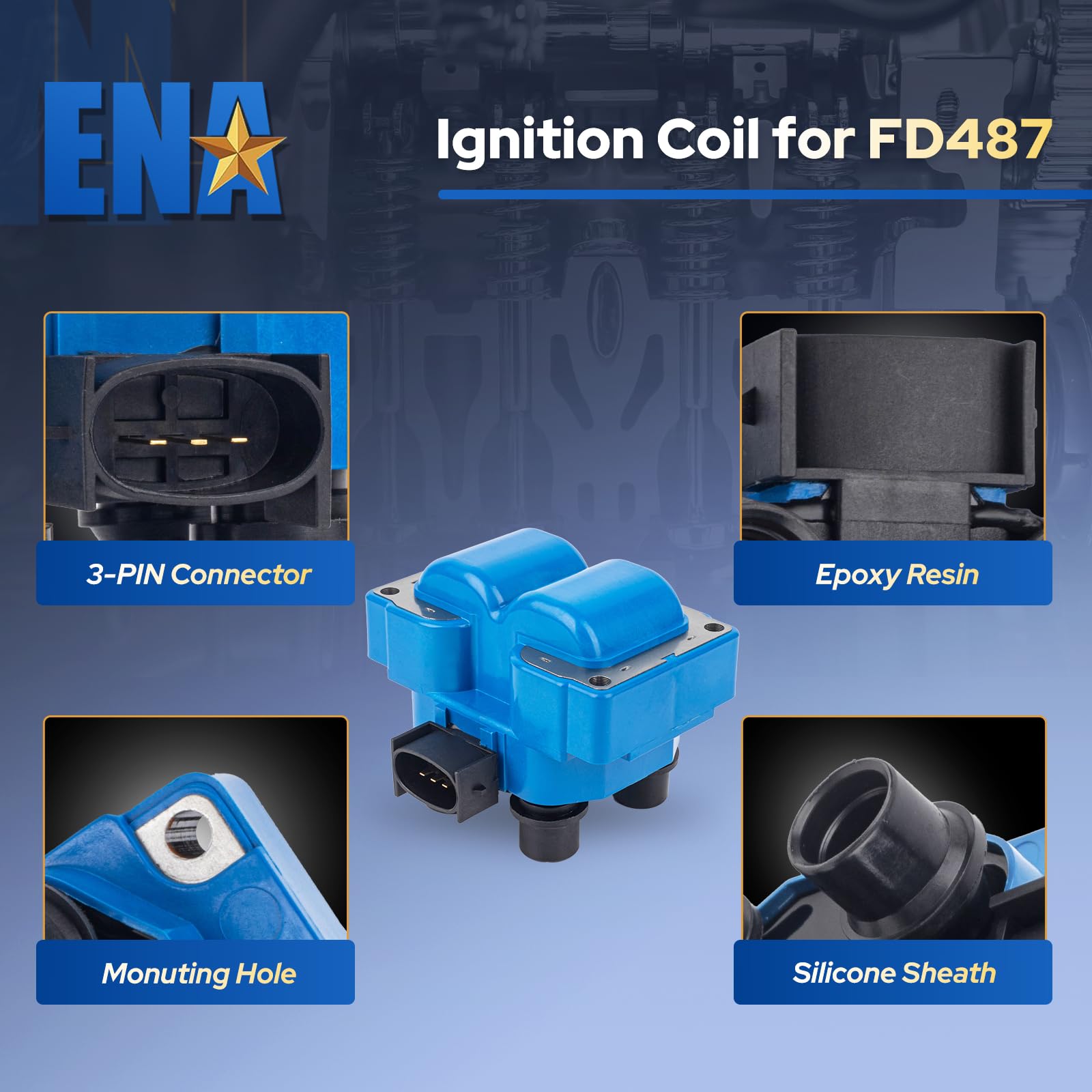 Ena Set Of 2 Blue Ignition Coil Pack Compatible With Ford Lincoln Mazda Mercury F150 F250 E150 Escort Explorer Mustang Ranger Ex