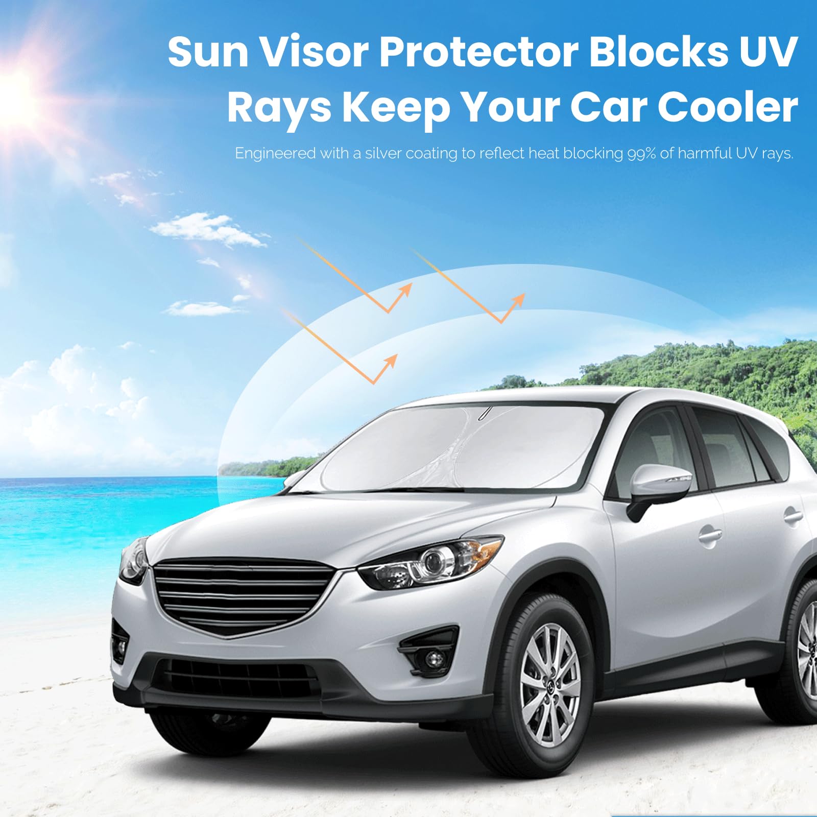 Windshield Sun Shade Compatible With 2024 2023 2022 2021 2020 2019 2018 Mazda Cx5 Cx-5, Cx-3, Cx-9,Front Window Sunshades 210T R