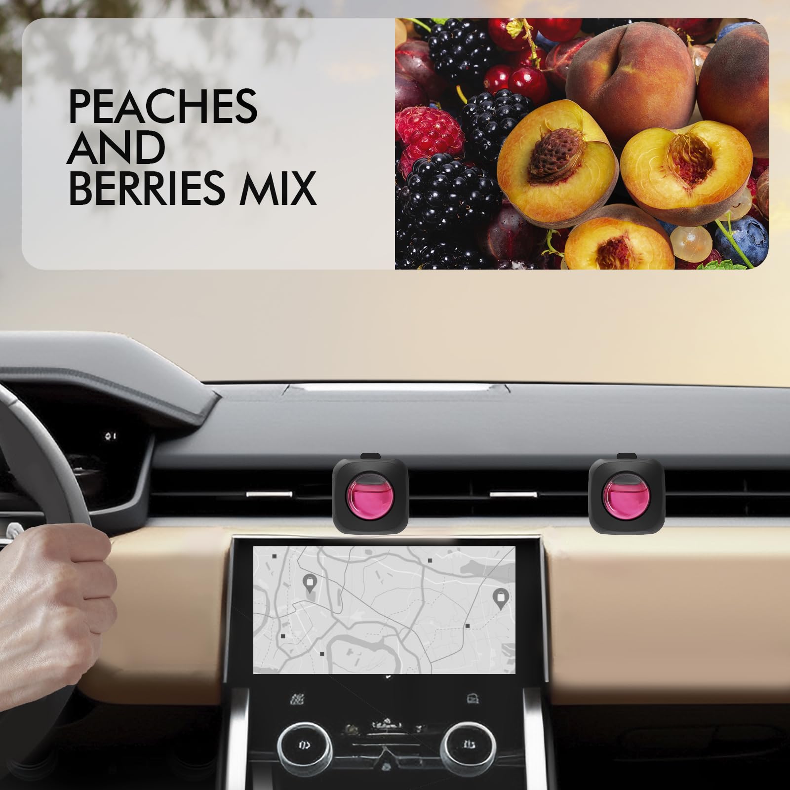 Car Air Fresheners, Peach Berry, 6-Pack, 4Ml Each, Car Air Freshener Vent Clips, Long Lasting Air Freshener For Car, Car Freshen