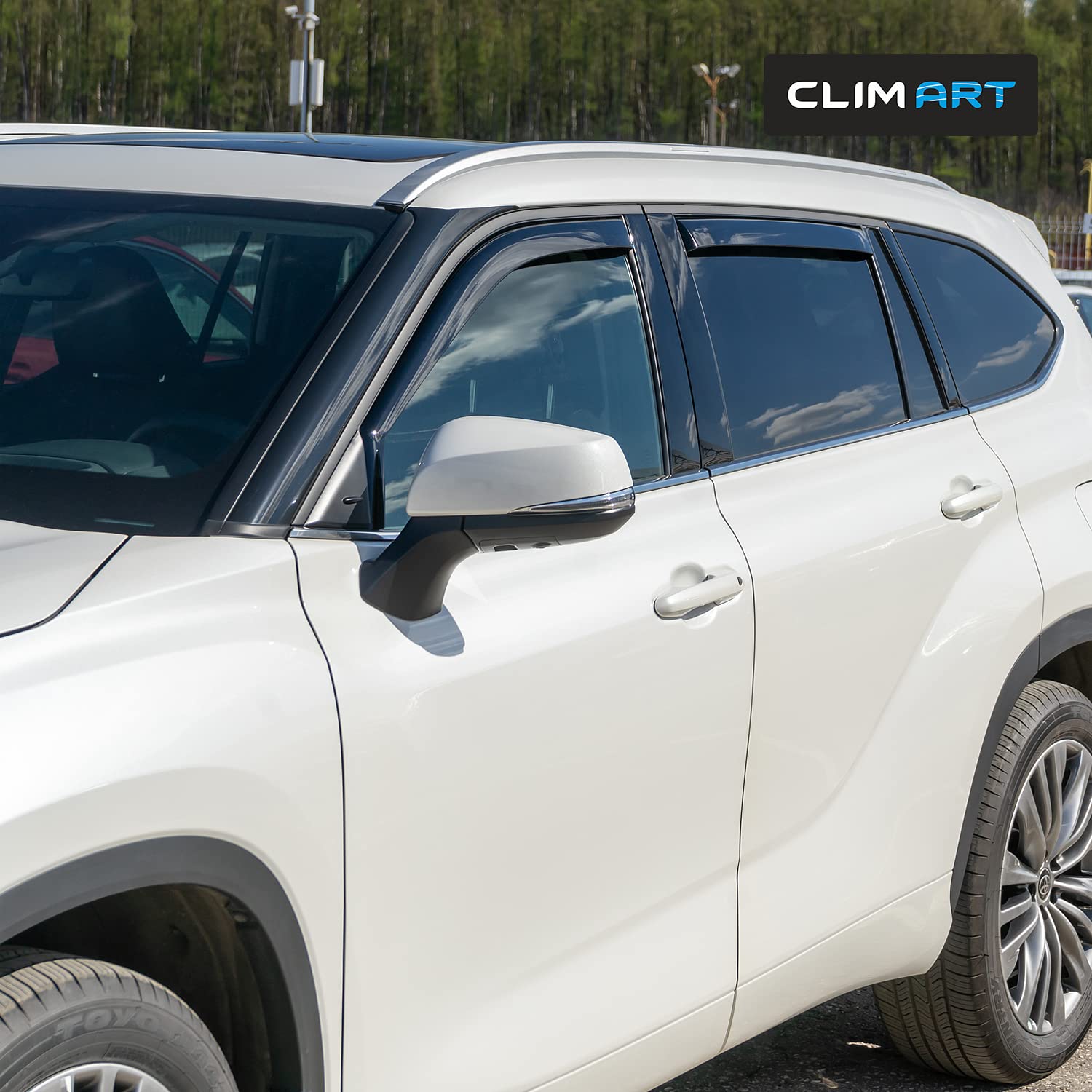 CLIM ART In-Channel Rain Guards for Toyota Highlander 2020-2025, Durable Polycarbonate Window Deflectors, 4 pcs, Model 620143