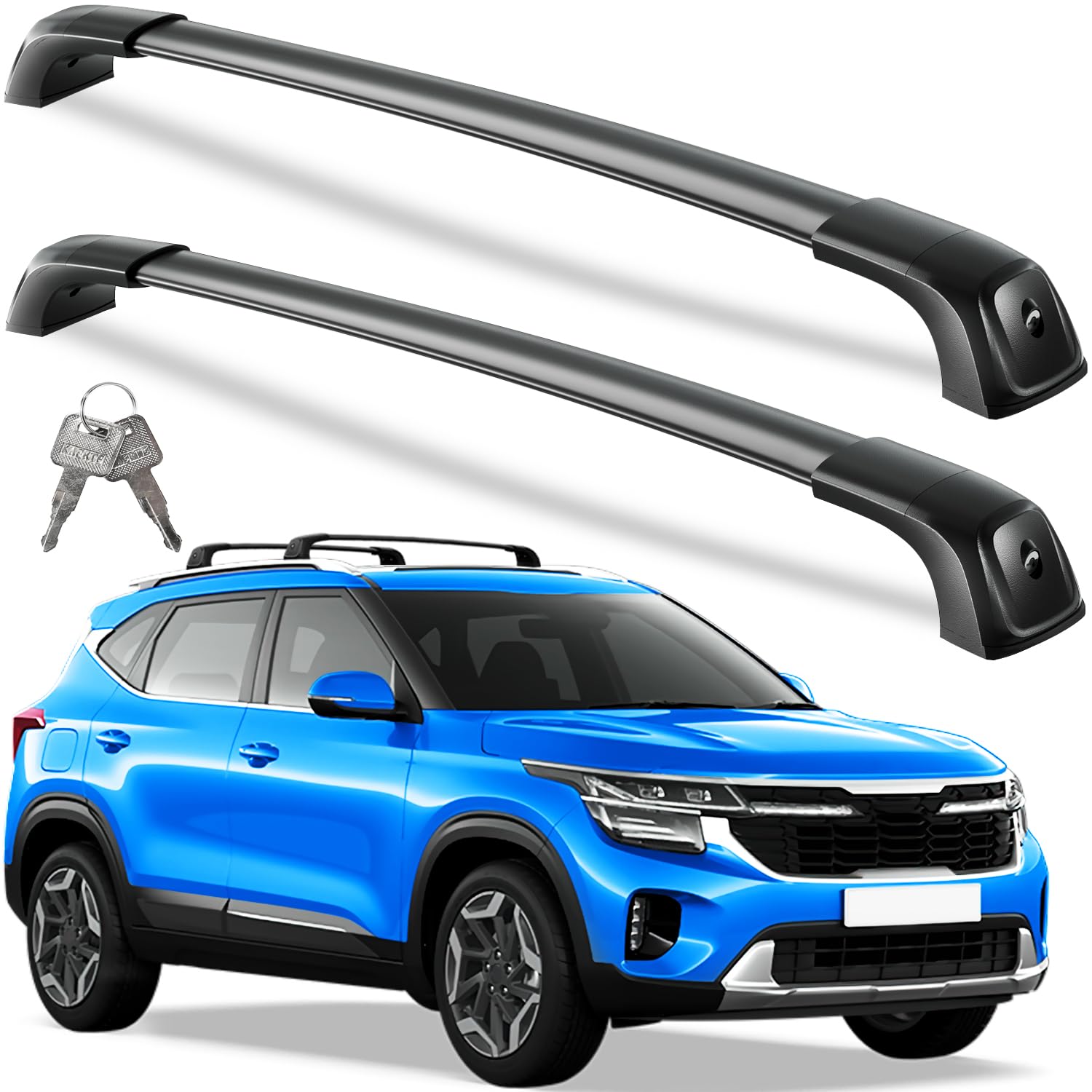 Wonderdriver 330lbs Lockable Roof Rack Cross Bars Compatible with 2021-2026 Kia Seltos S/SX/EX, Heavy Duty Aluminum Roof Rails C