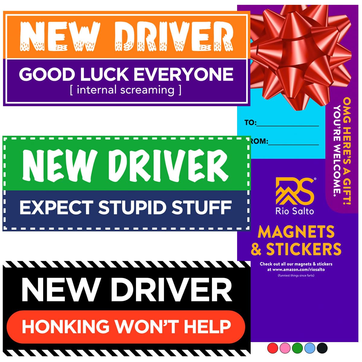Rio Salto 3-Pack Large Reflective New Driver Car Magnet Please Be Patient Magnet Permit Student Driver Magnets Cool Prank Rookie