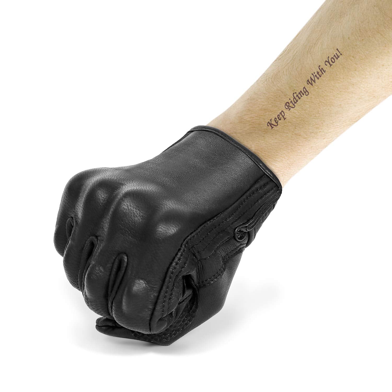 Updated Men'S And Womens Black Motorcycle Gloves Armored Knuckle Protector Motorbike Riding Gloves(Updated,Non-Perforated, Xxl)