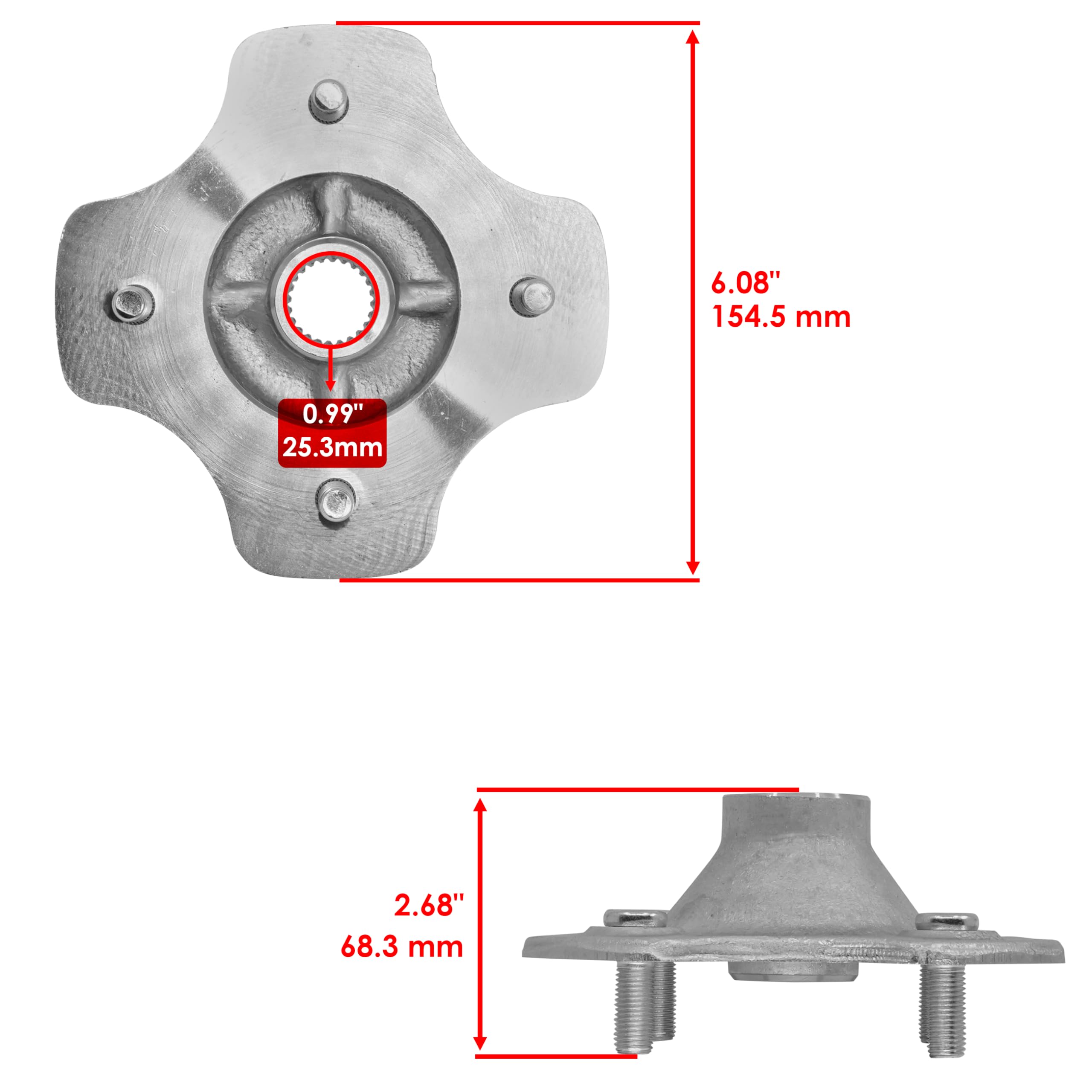 Caltric Rear Axle Wheel Hub with Nut Compatible with Honda Fourtrax 300 TRX300FW & TRX300 2x4 4x4 1988-1992 / Fourtrax 200 TRX20