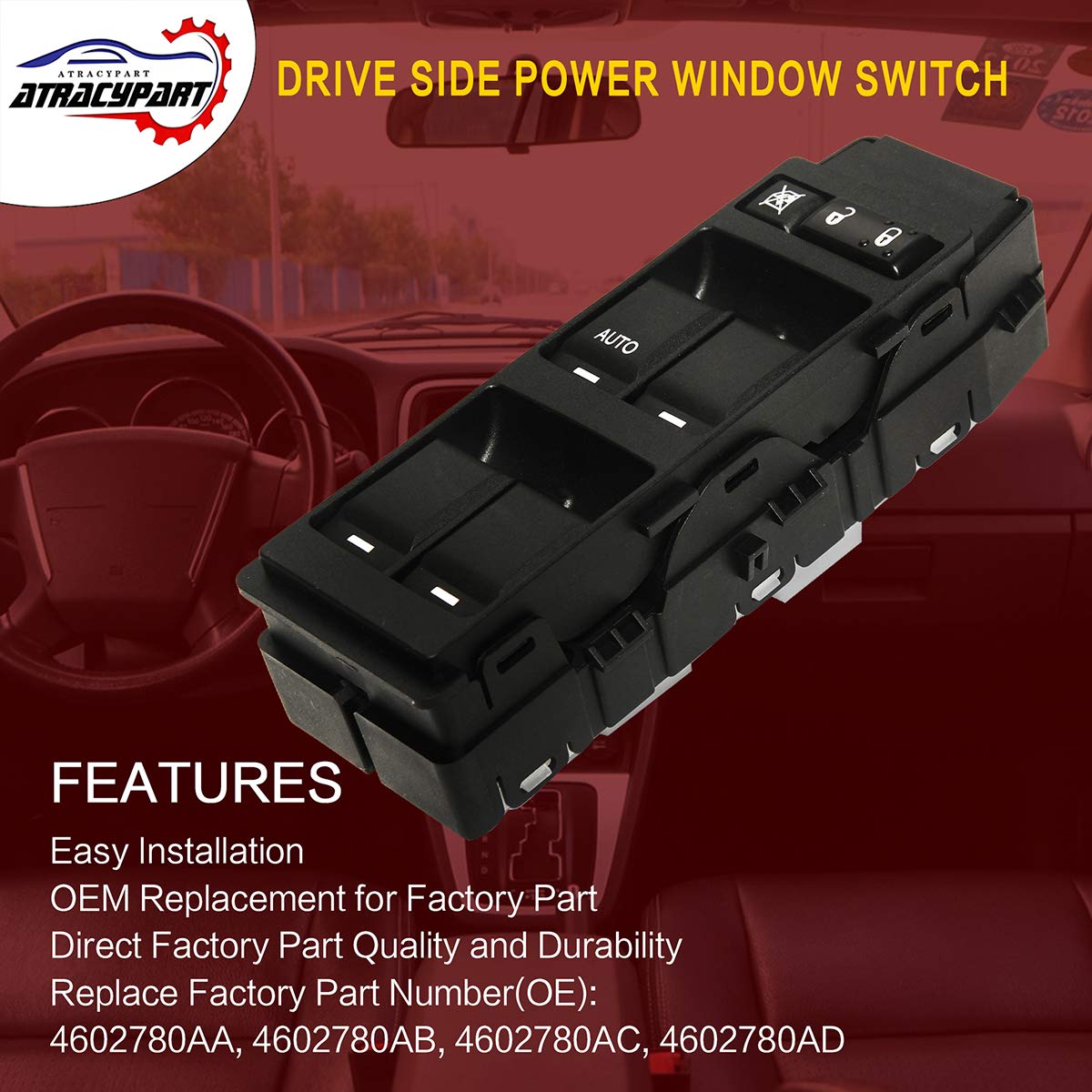 Master Power Window Switch Front Left Driver Side | with 1 Single AUTO | Replacement for Chrysler 200 300 Sebring Dodge Avenger