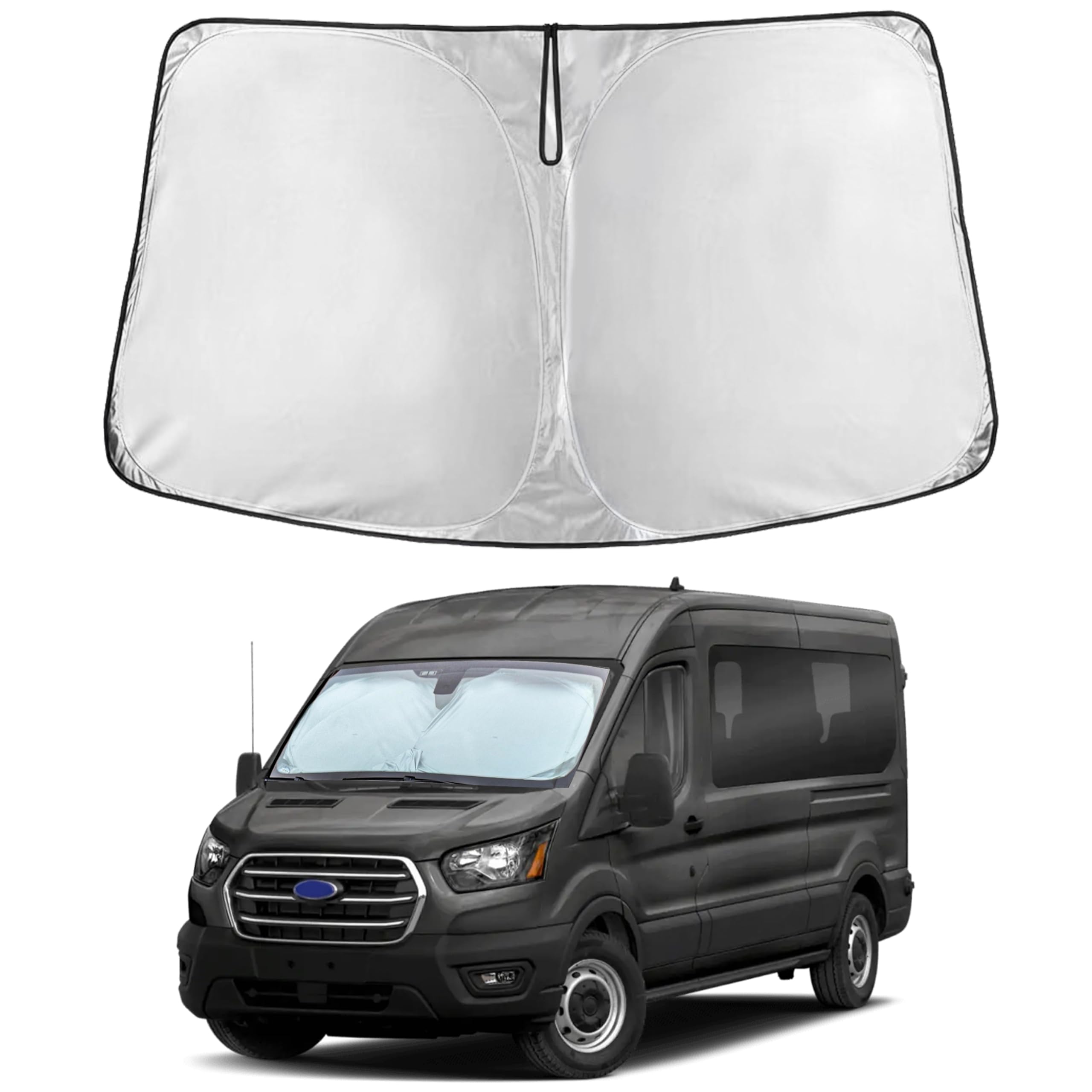 For Ford Transit 2015-2024 2025Windshield Sunshade Compatible-Econour 240T Polyester Material Cars Sun Visor Reflector Blocks Uv
