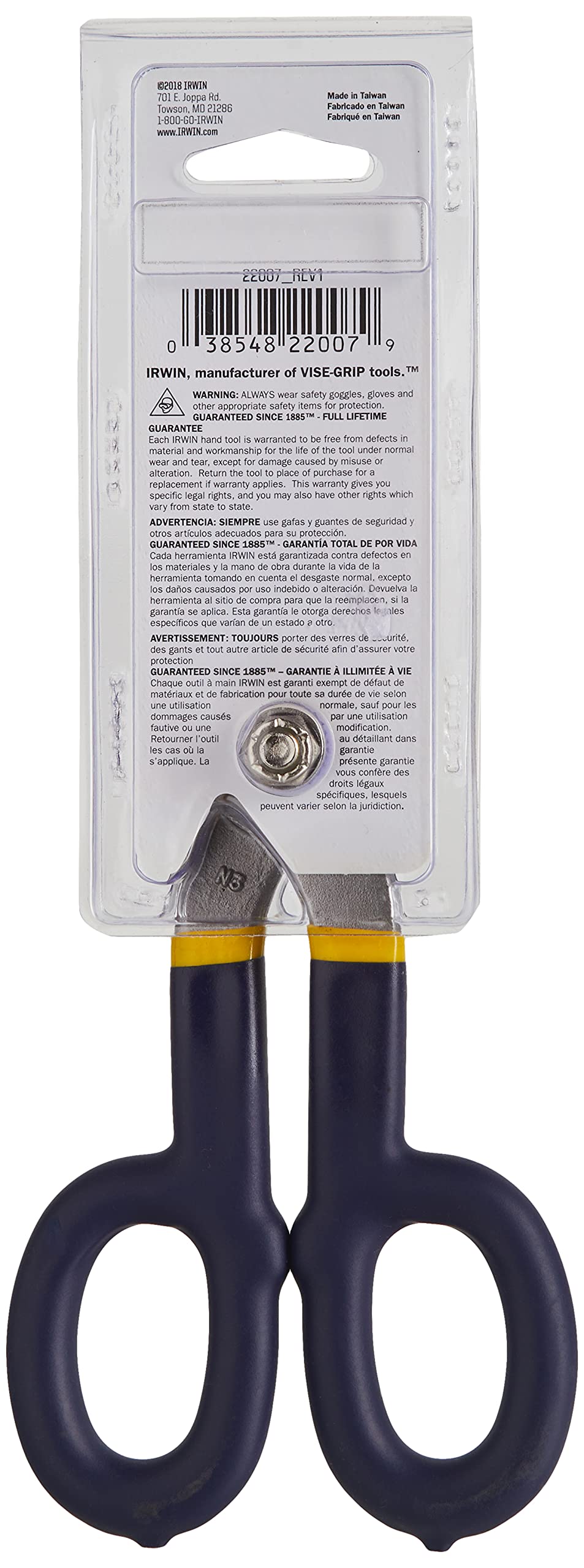 Irwin Tin Snip, Flat Blade, 7-Inch (22007)