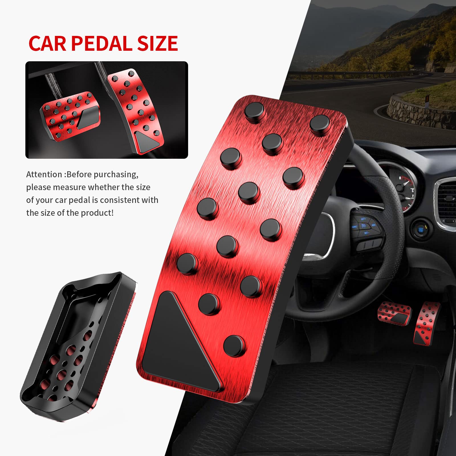 TDOFYH Car Pedal Cover Set for Jeep Grand Cherokee & Dodge Durango 2011-2025, Aluminum Alloy, Red, Model THA045, No Drilling