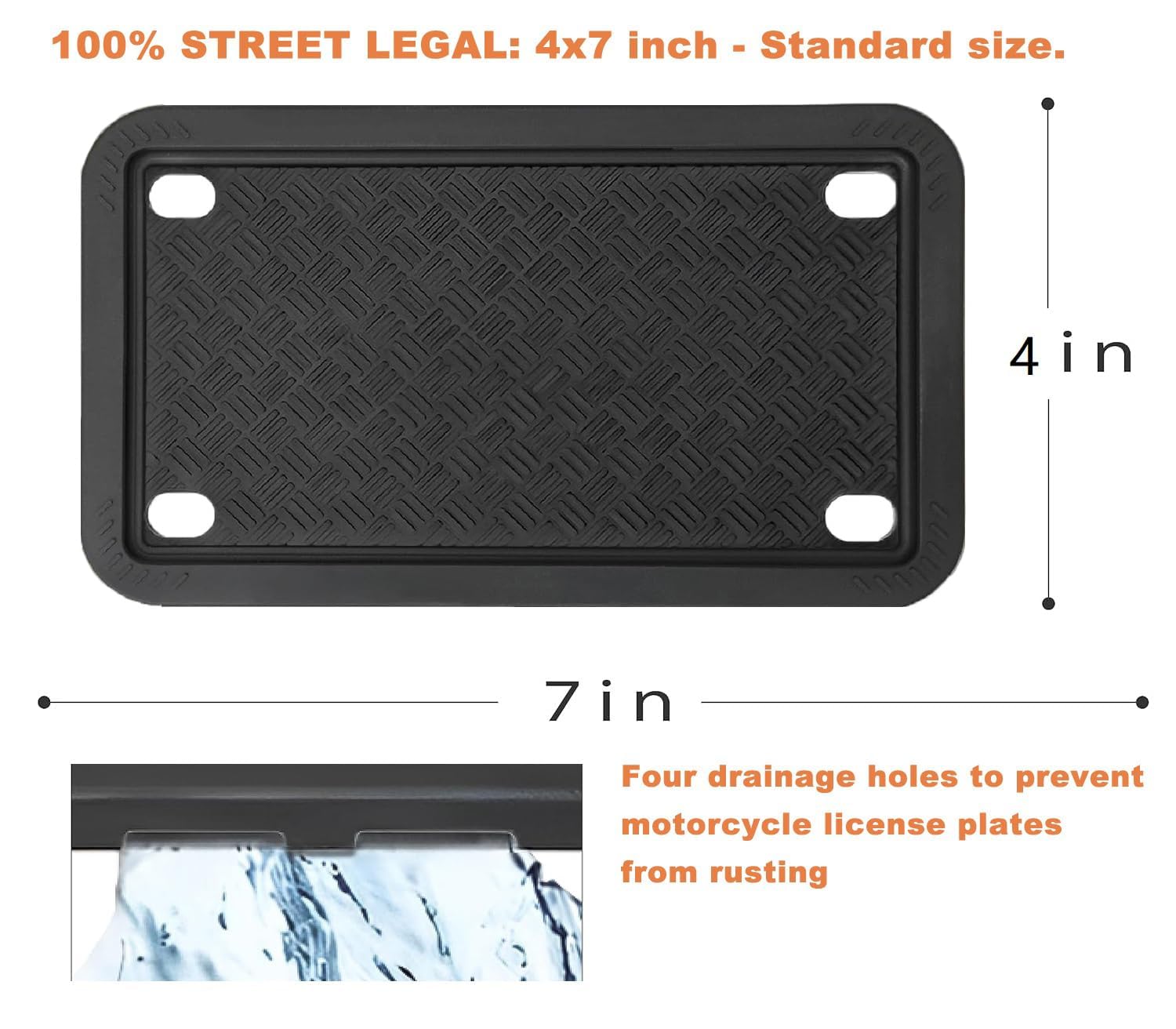 XCLPF Motorcycle Silicone License Plate Frames Motorbike License Plate Holder 4x7 inch Motorcycle Backing Plate Rust Proof, Ratt