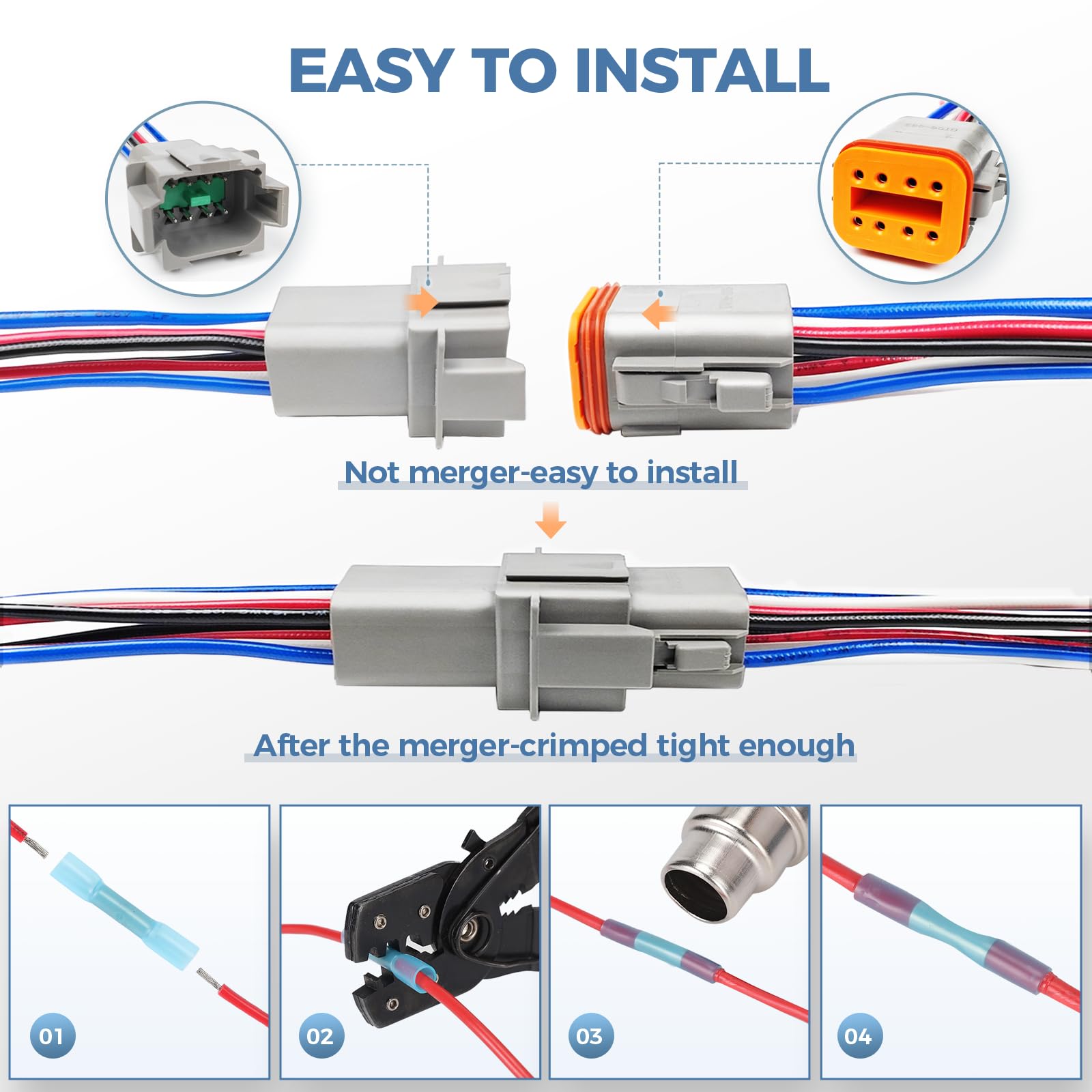 6 Kit Deutsch DT 12 pin Grey Male Female Wiring Harness Deutsch Pigtail 12 Wire Way Waterproof Automotive Electrical Connector 1