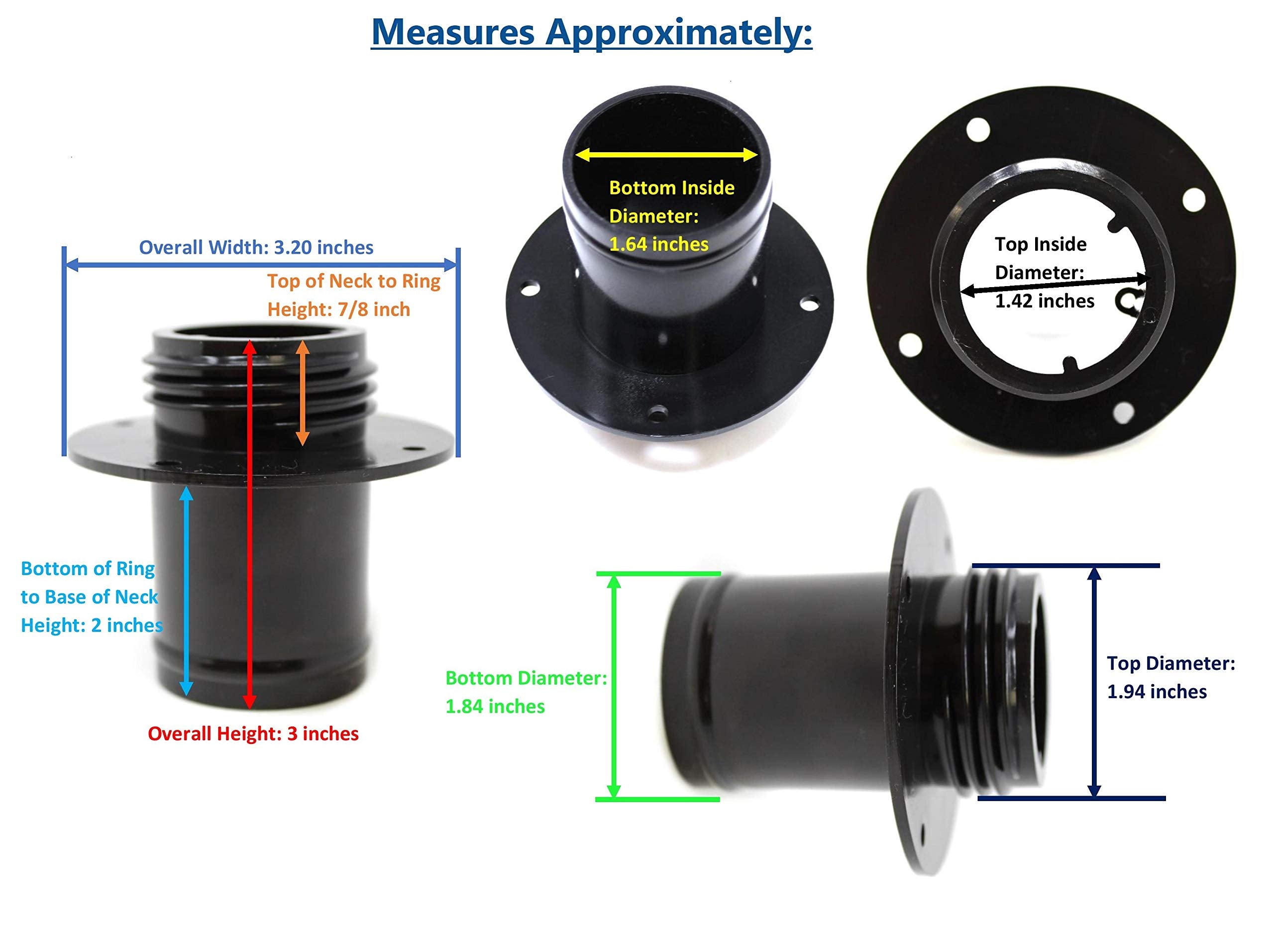 Aftermarket Kawasaki Jet Ski Gas Cap, Gasket & White Fuel Tank Filler Neck Kit Oem # 59231-3734/51049-3714 (Black)