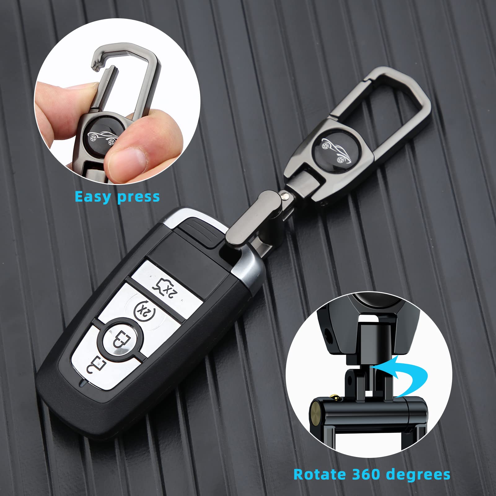 Juedarli Metal Car Fob Keychain,Heavy Duty Key Chain With 2 Detachable Key Rings,Key Holder Clip For Keychains Accessories Men A
