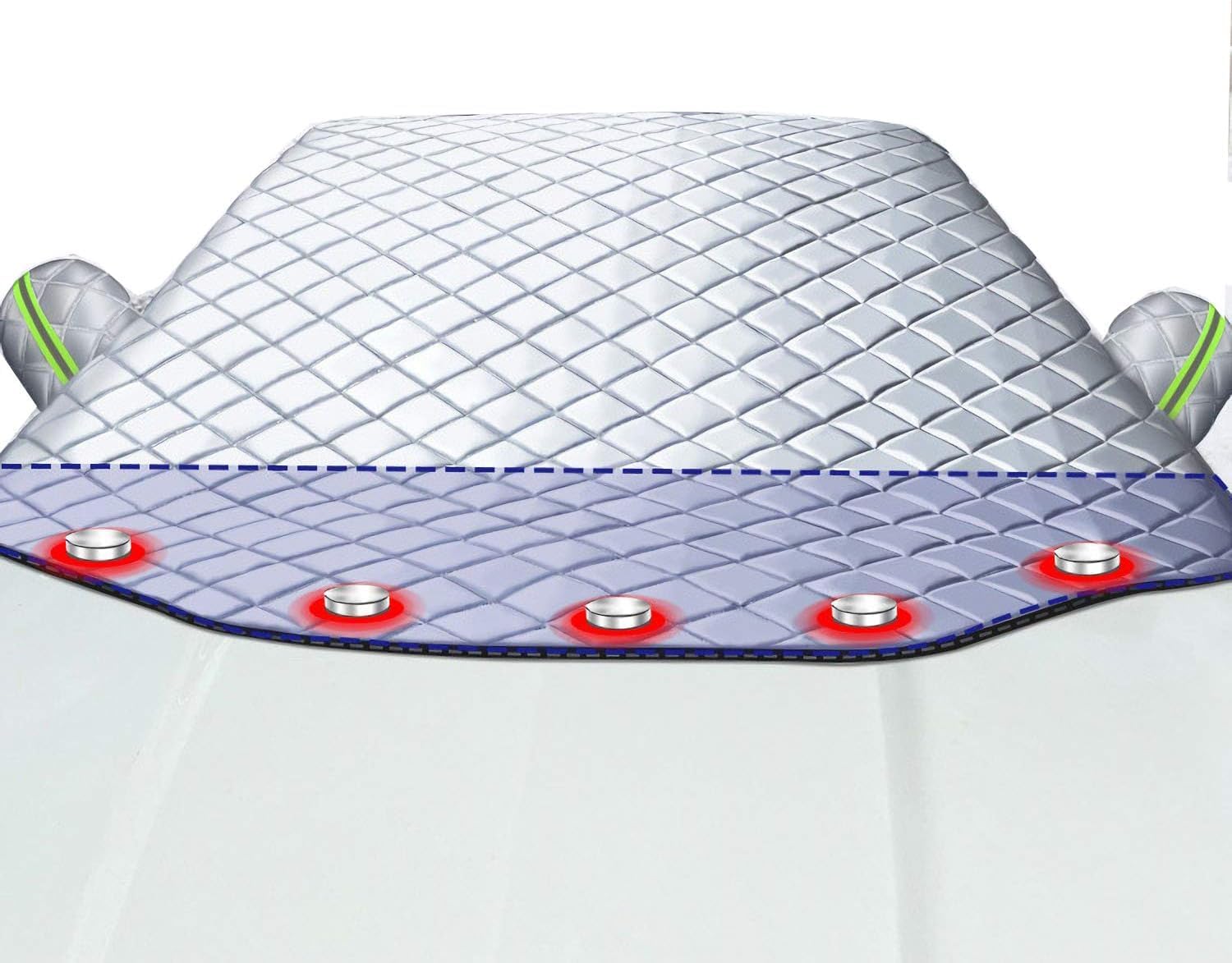 Kagbeni Car Windshield Snow Cover for Winter and Sunshade for Summer, Universal Magnetic Ice Snow Guard, Fits Most Cars