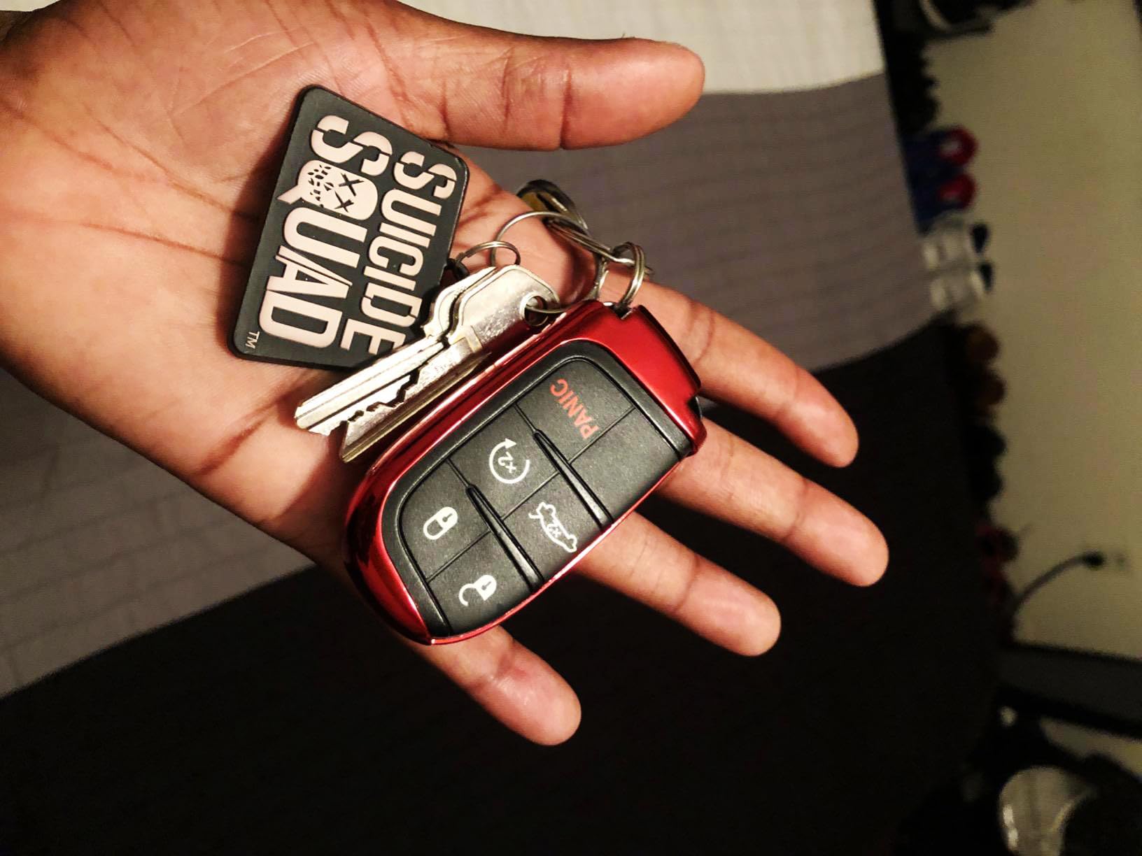 Ijdmtoy Chrome Finish Red Tpu Key Fob Protective Cover Case Compatible With Charger Challenger Dart Durango Journey, Grand Chero