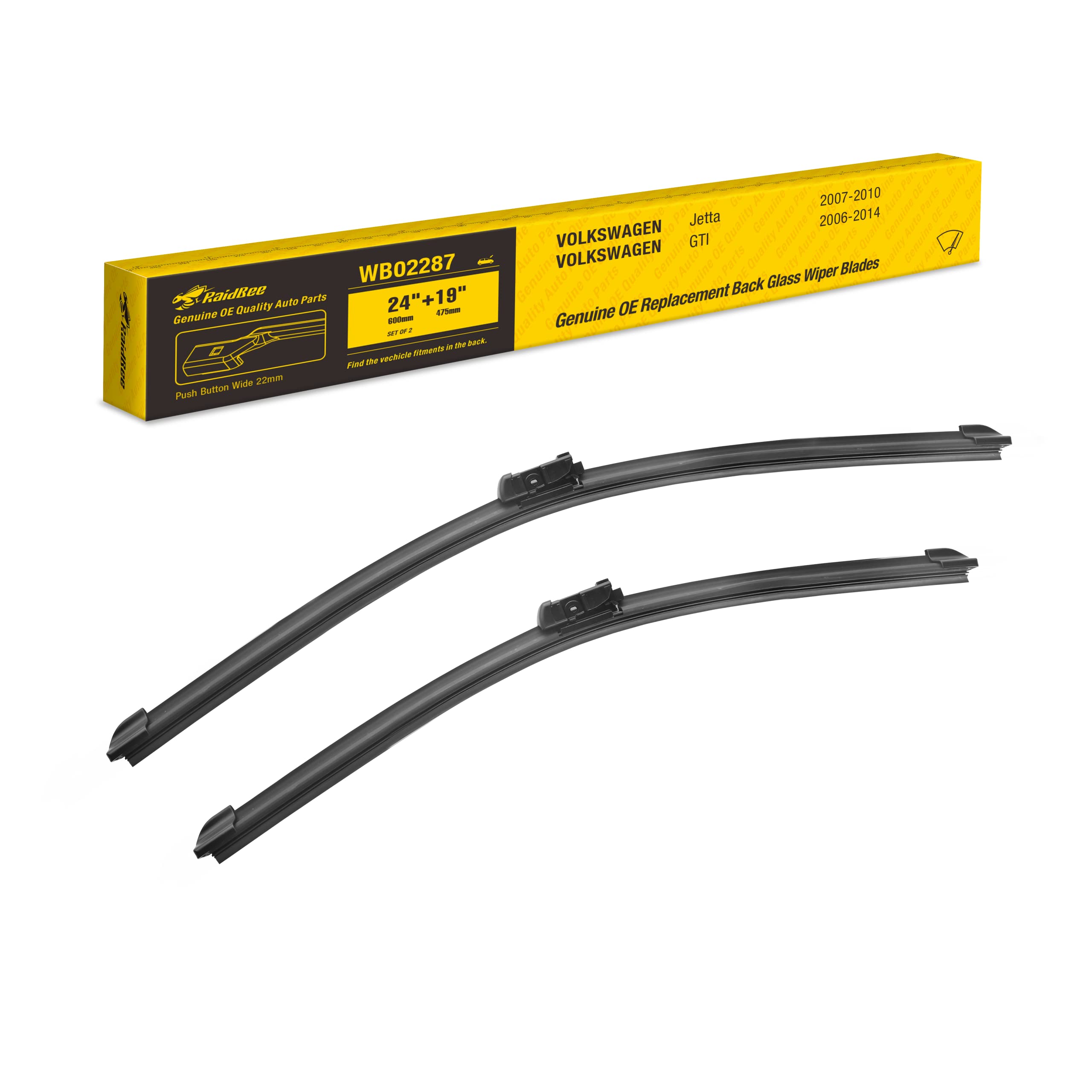 Wiper Blade 24''/19'' Replacement For Volkswagen Jetta 2007-2010,Cc 2009-2012,Gti 2006-2012,Eos 2006-2016 Windshield Wiper Blade