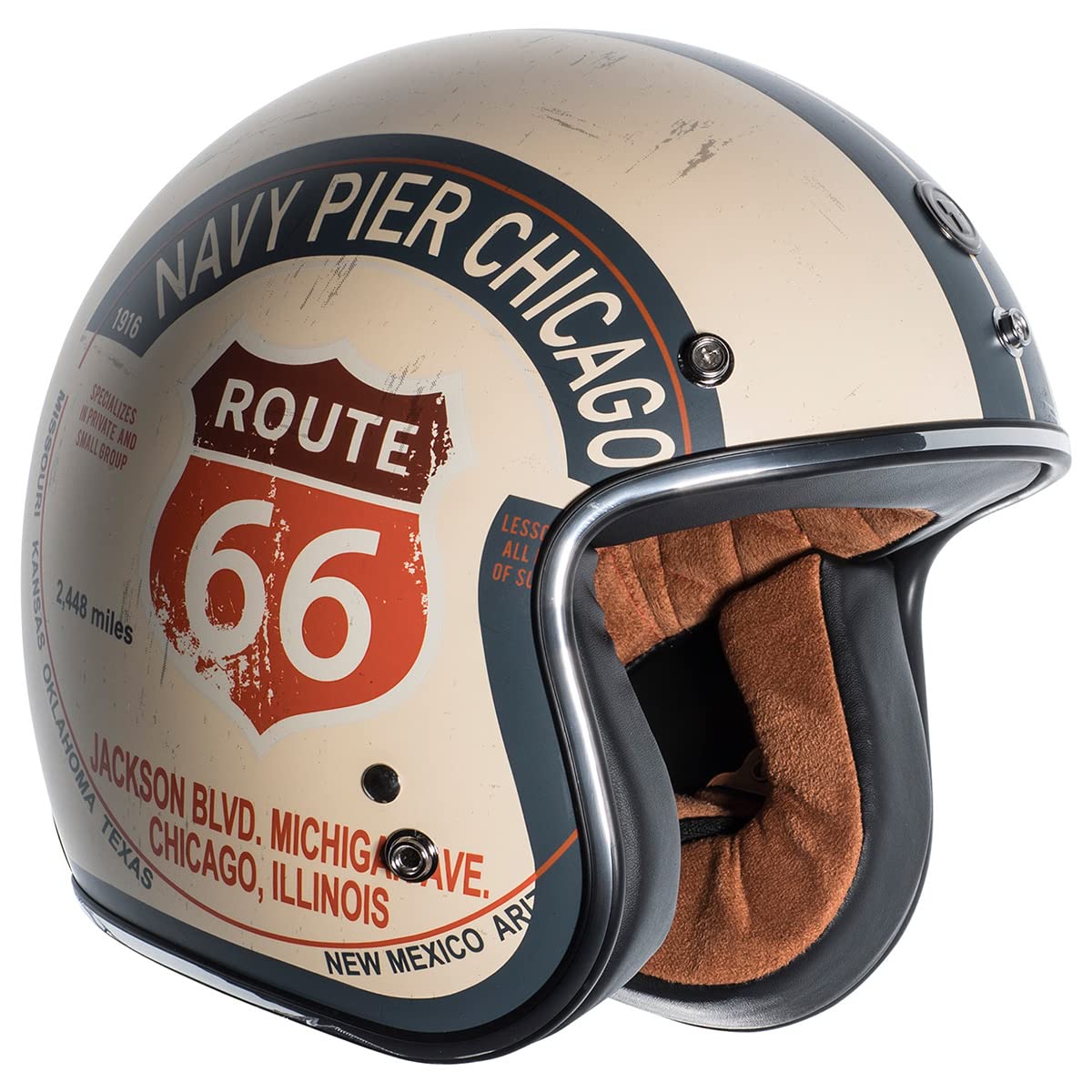 TORC T50 Route 66 Open-Face Helmet, Flat White PCH, X-Large, Model T5020PCH25