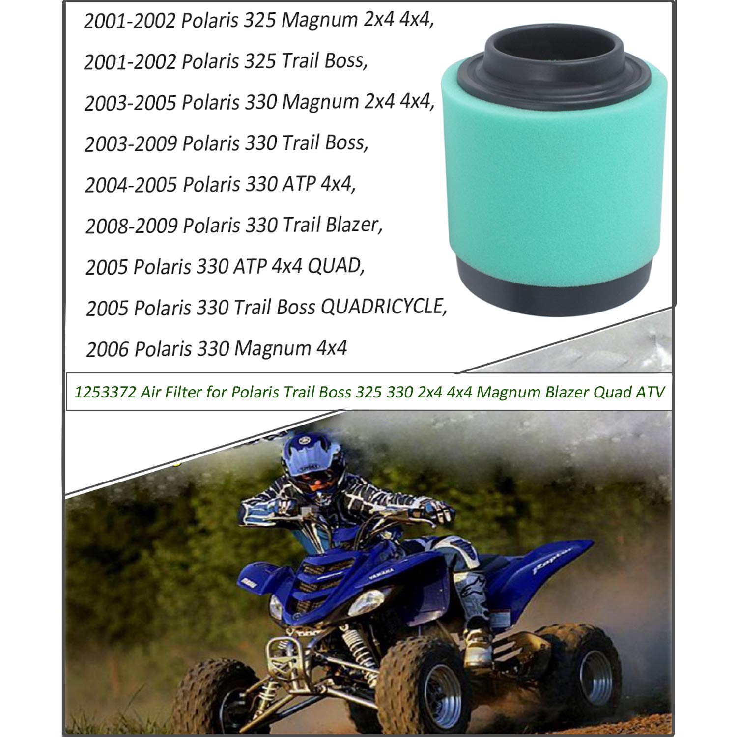 1253372 Air Filter Pre Filter Kit Replacement Compatible With Polaris Trail Boss 325 330 2X4 4X4 Magnum Blazer Quad Atv 2001-200