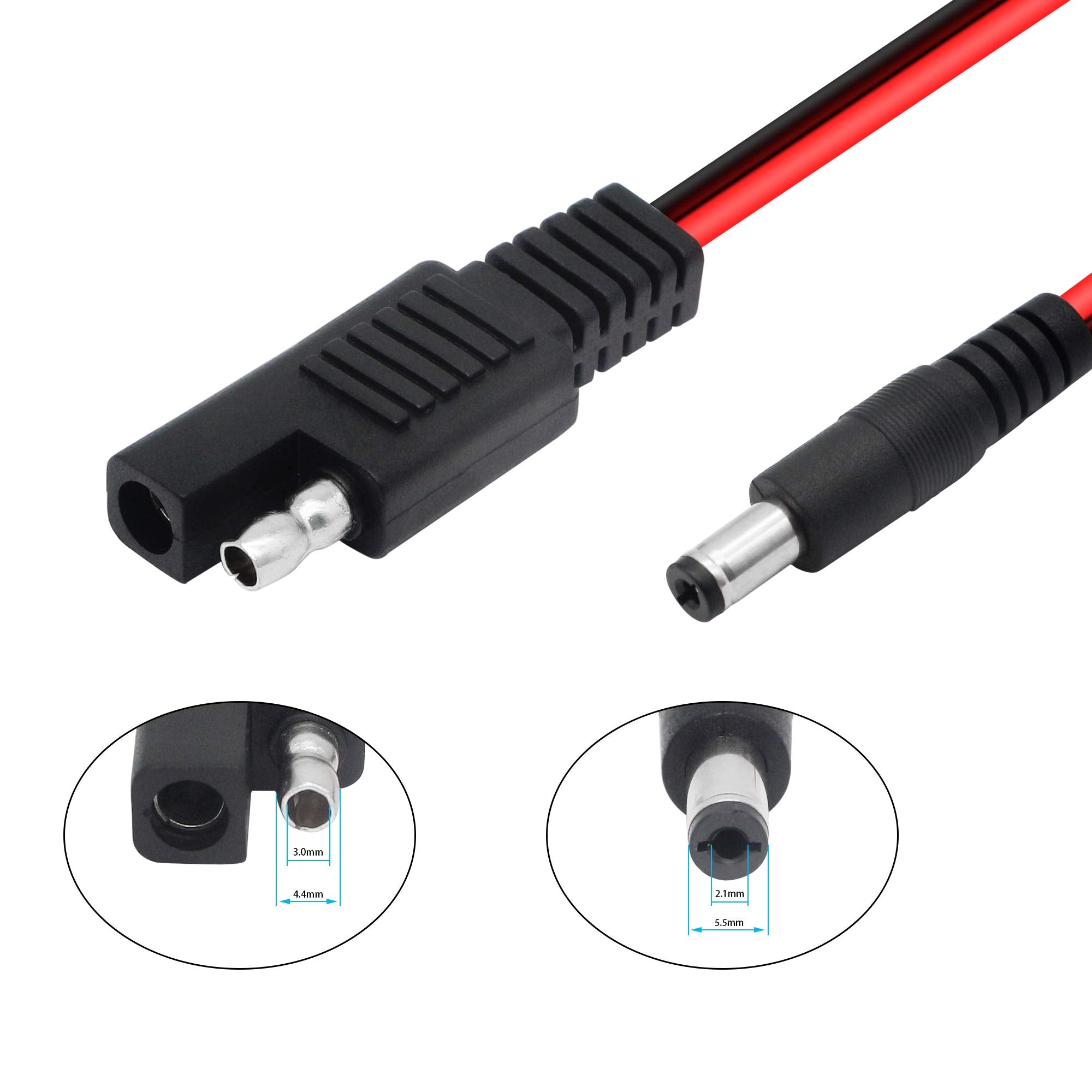 3.2 Feet 18Awg Sae Plug To Dc 5.5X2.1Mm Male Converter Adapter Cable Youcheng For Cars, Motorcycles, Solar Panels