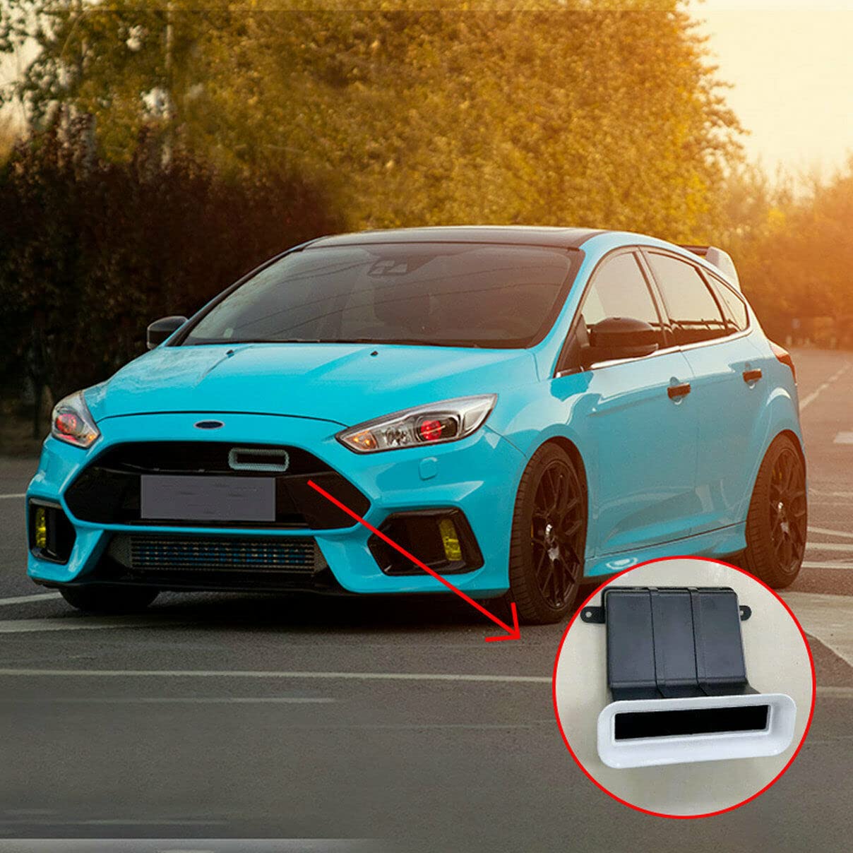 YUNHECAM Car Air Intake Snorkel for Ford Focus 2012-2018, ABS, Model QC10291, Dynamic Inlet Duct Hood Scoop, Hatchback & Sedan